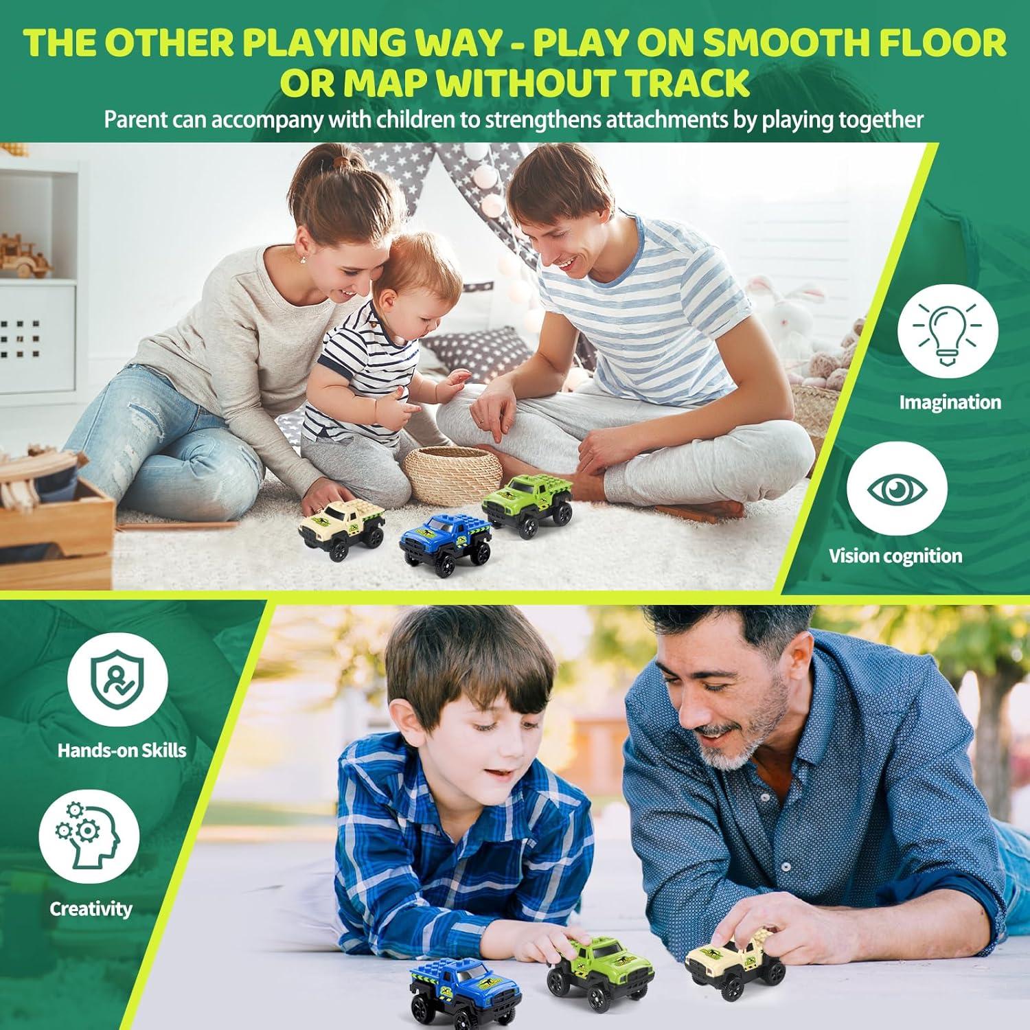 Coches de Pista Iluminados LED Save Unicorn - 3 Pack