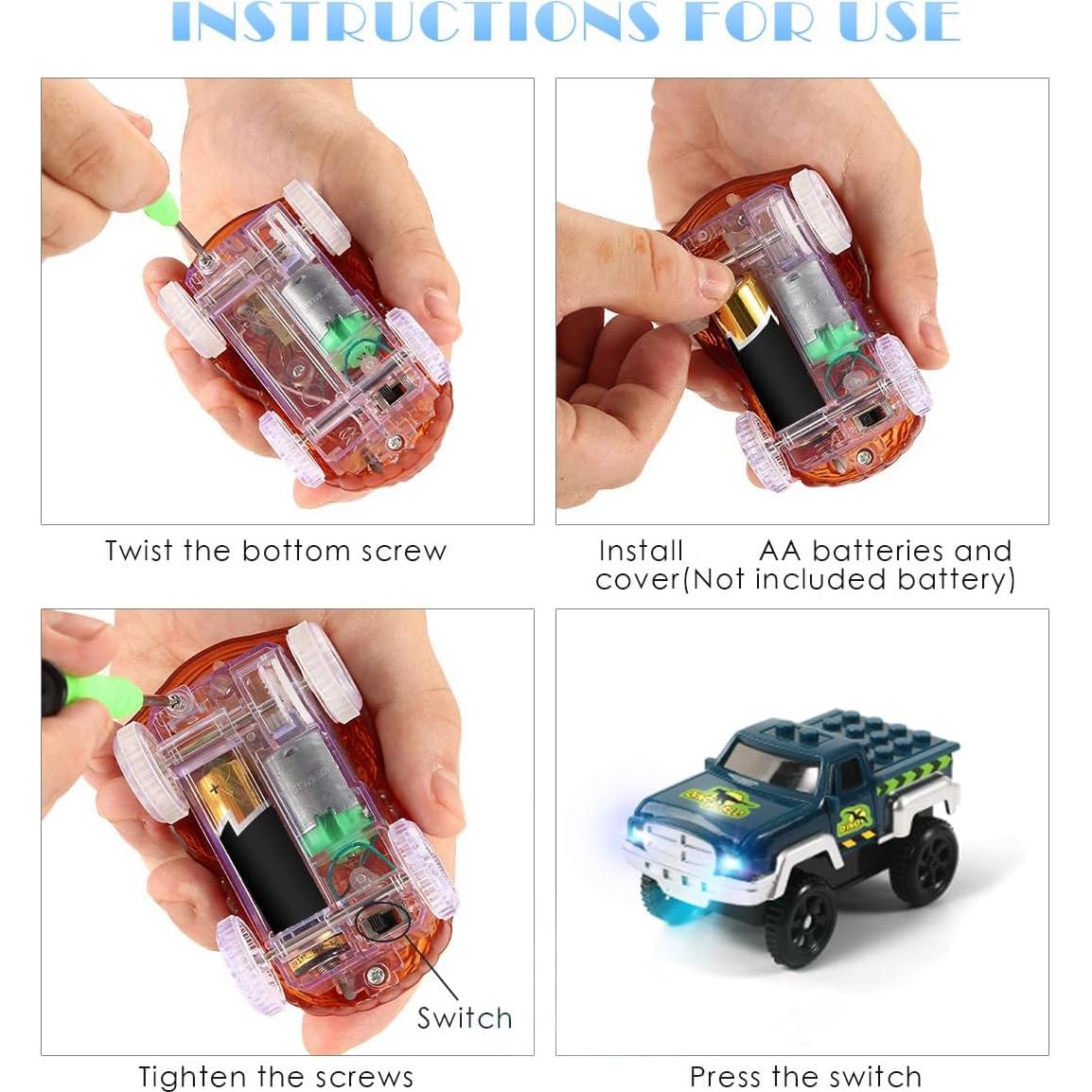 Coches de Pista Iluminados LED Save Unicorn - 3 Pack