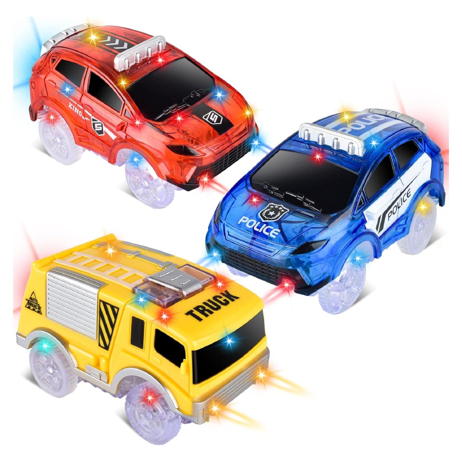 Coches de Pista Iluminados INLAIER - 3 Paquetes con 5 Luces LED