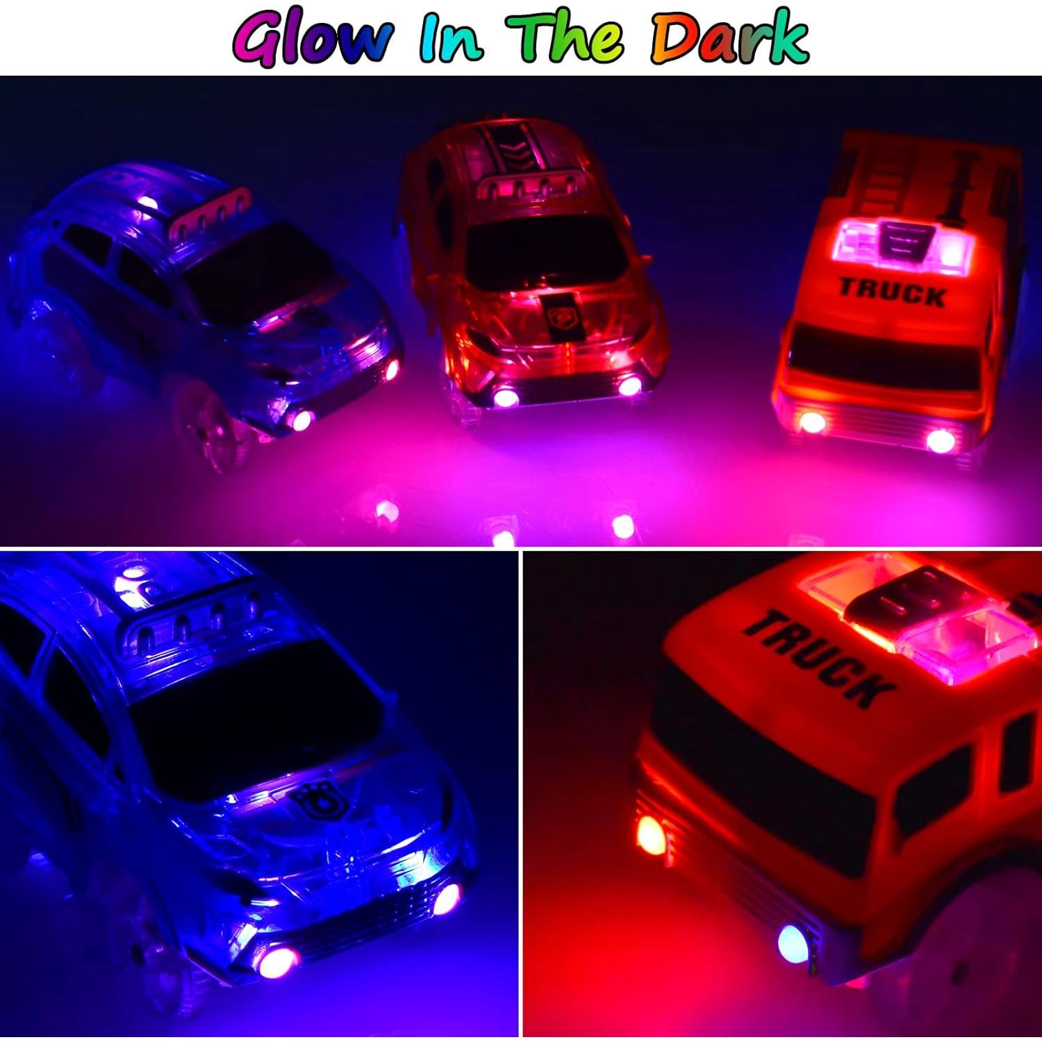 Coches de Pista Iluminados INLAIER - 3 Paquetes con 5 Luces LED