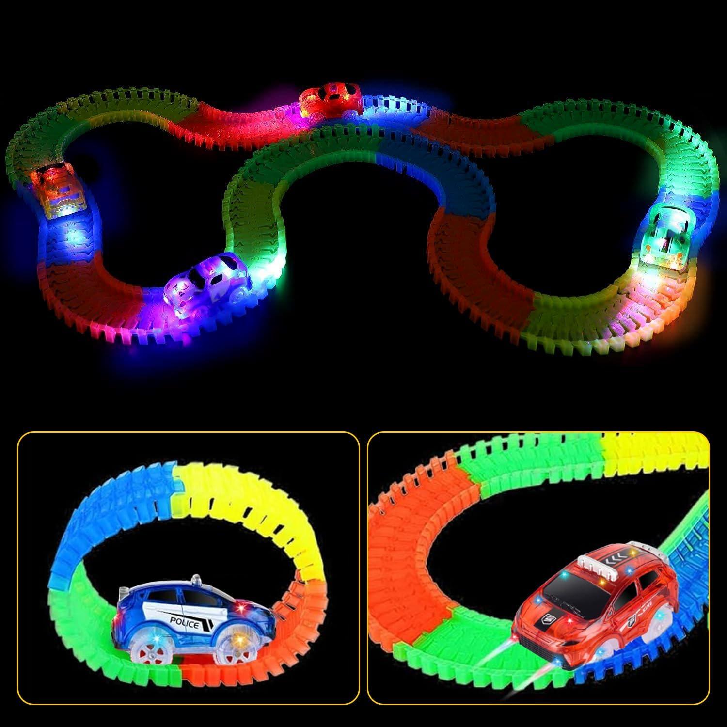 Coches de Pista Iluminados INLAIER - 3 Paquetes con 5 Luces LED