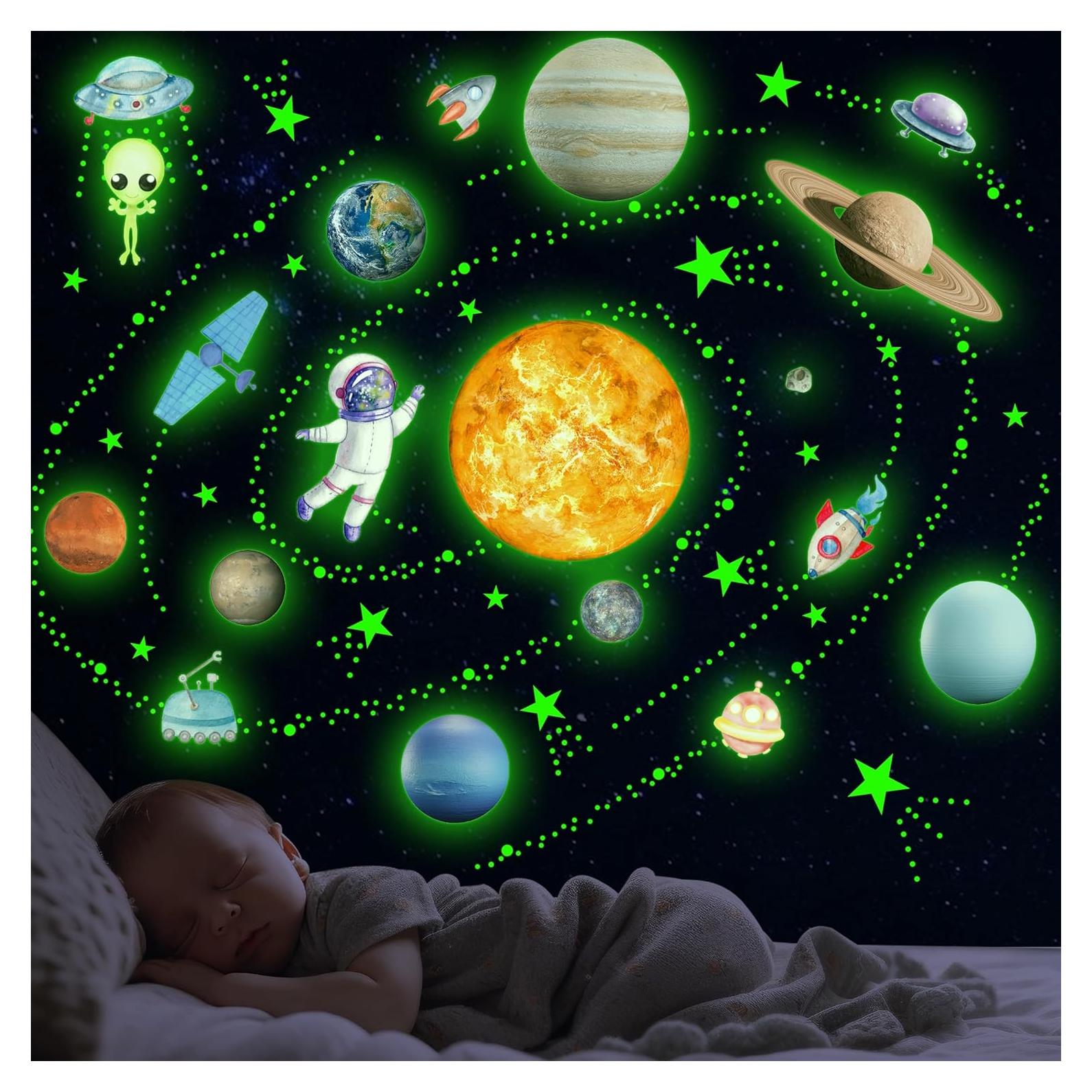 Calcomanías Brillantes del Sistema Solar Robmoda 132 Piezas