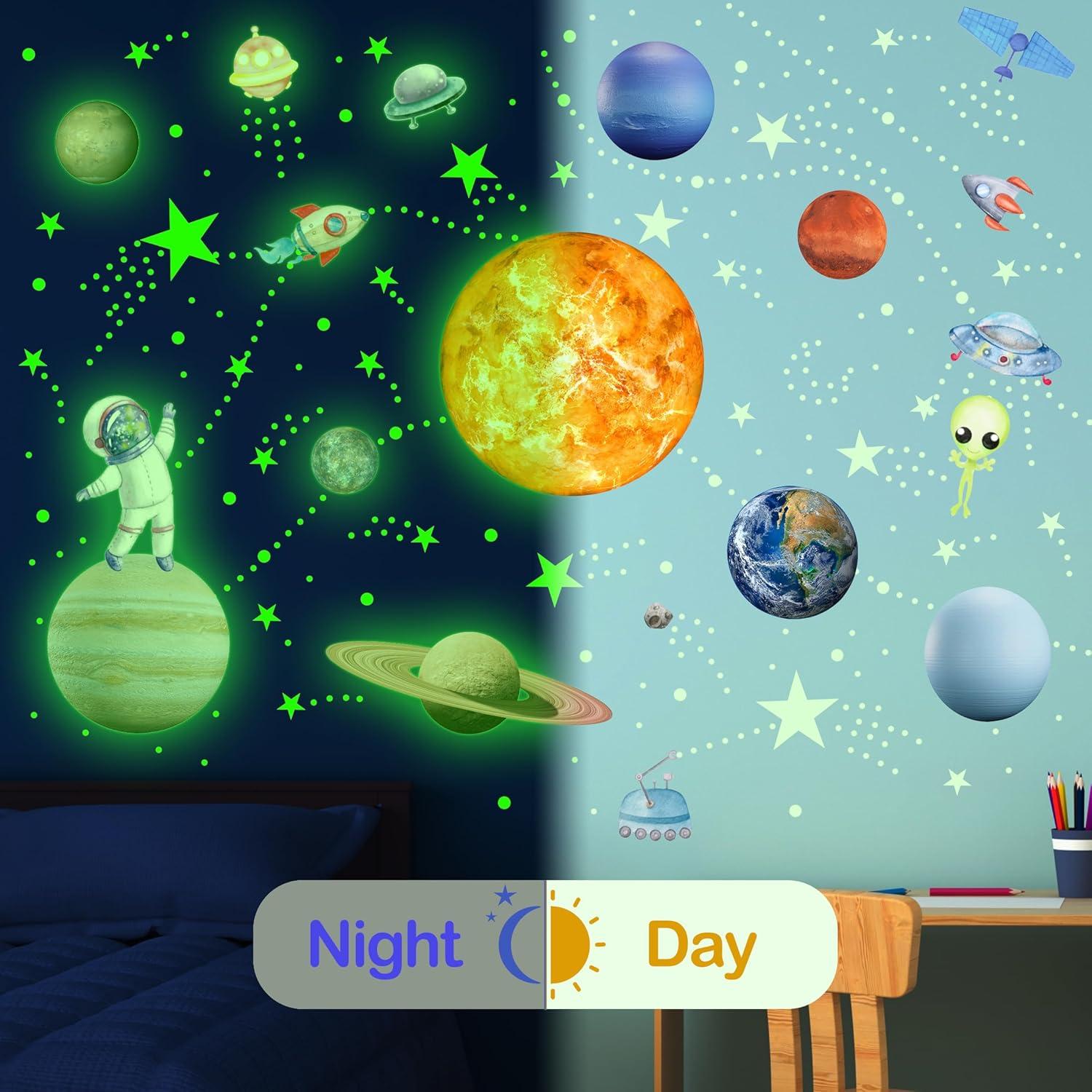 Calcomanías Brillantes del Sistema Solar Robmoda 132 Piezas