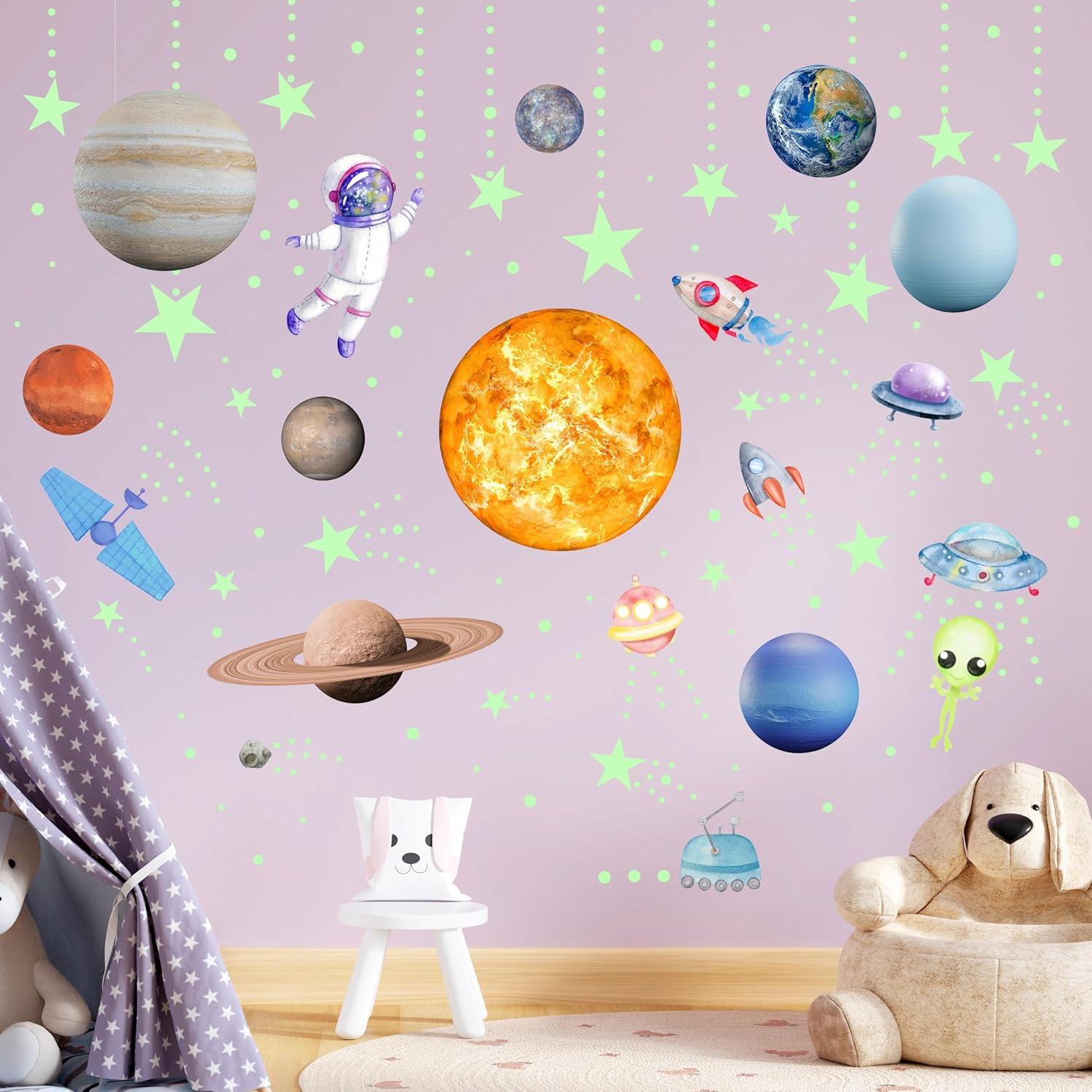 Calcomanías Brillantes del Sistema Solar Robmoda 132 Piezas