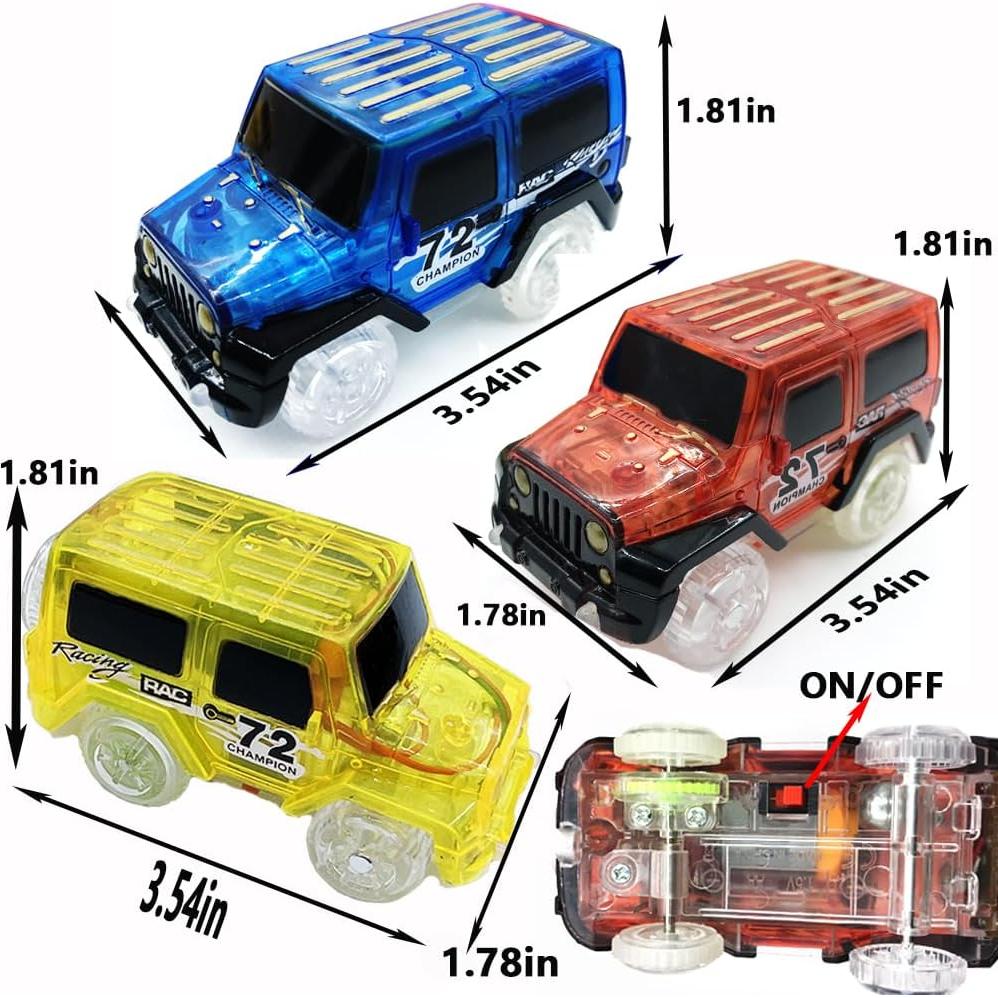 Coches de Pista LED Brillantes Kusikid - 3 Piezas para Niños