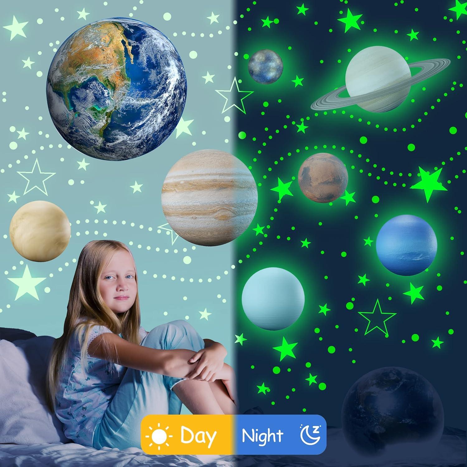 Calcomanías de Estrellas y Planetas Robmoda Verde 128 Piezas