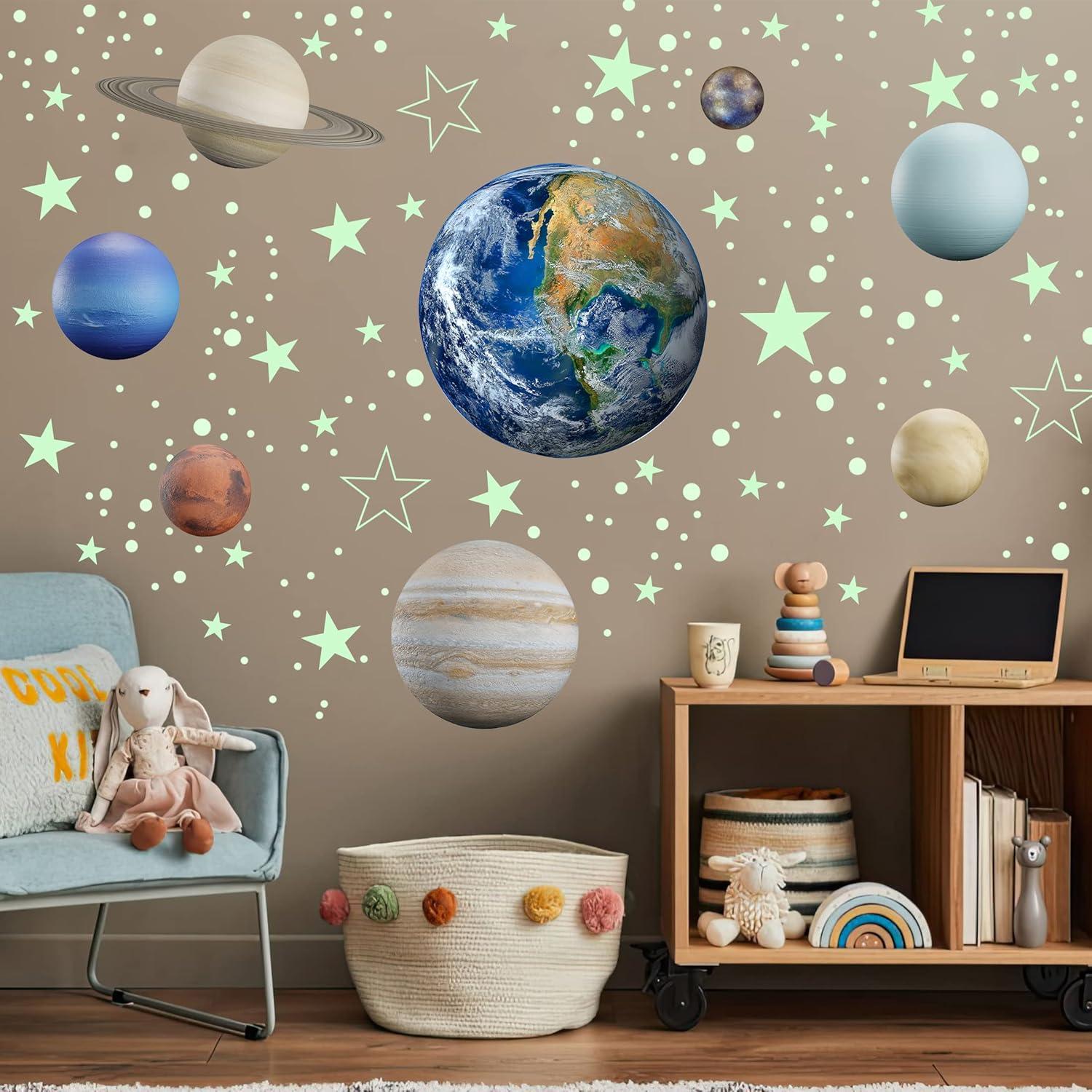 Calcomanías de Estrellas y Planetas Robmoda Verde 128 Piezas