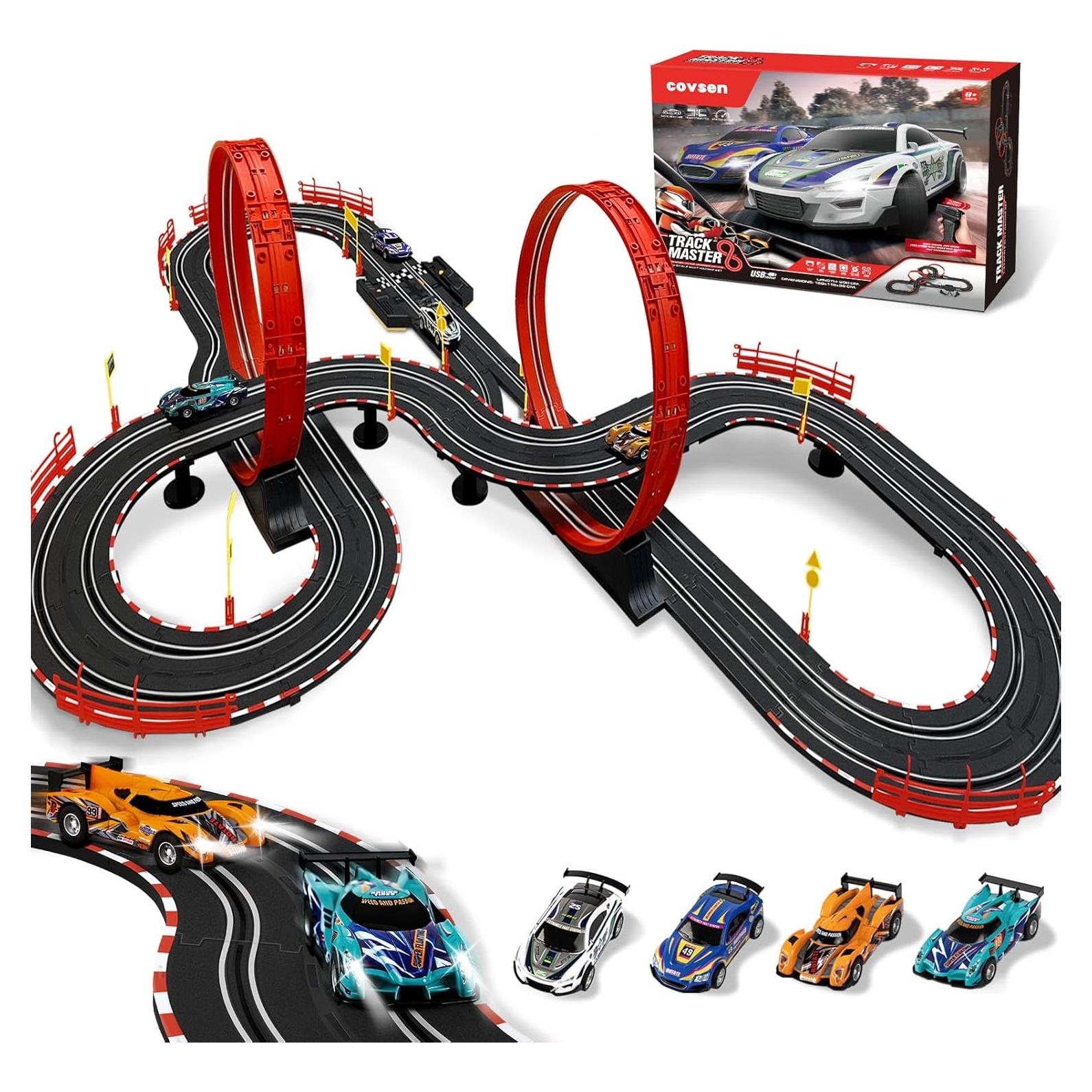 Pista de Carreras Eléctrica Covsen 30FT con 4 Coches 1:43