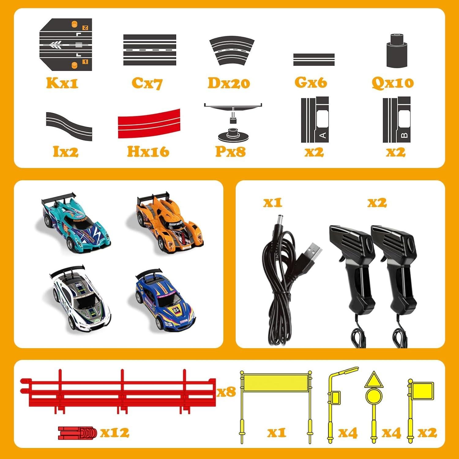 Pista de Carreras Eléctrica Covsen 30FT con 4 Coches 1:43