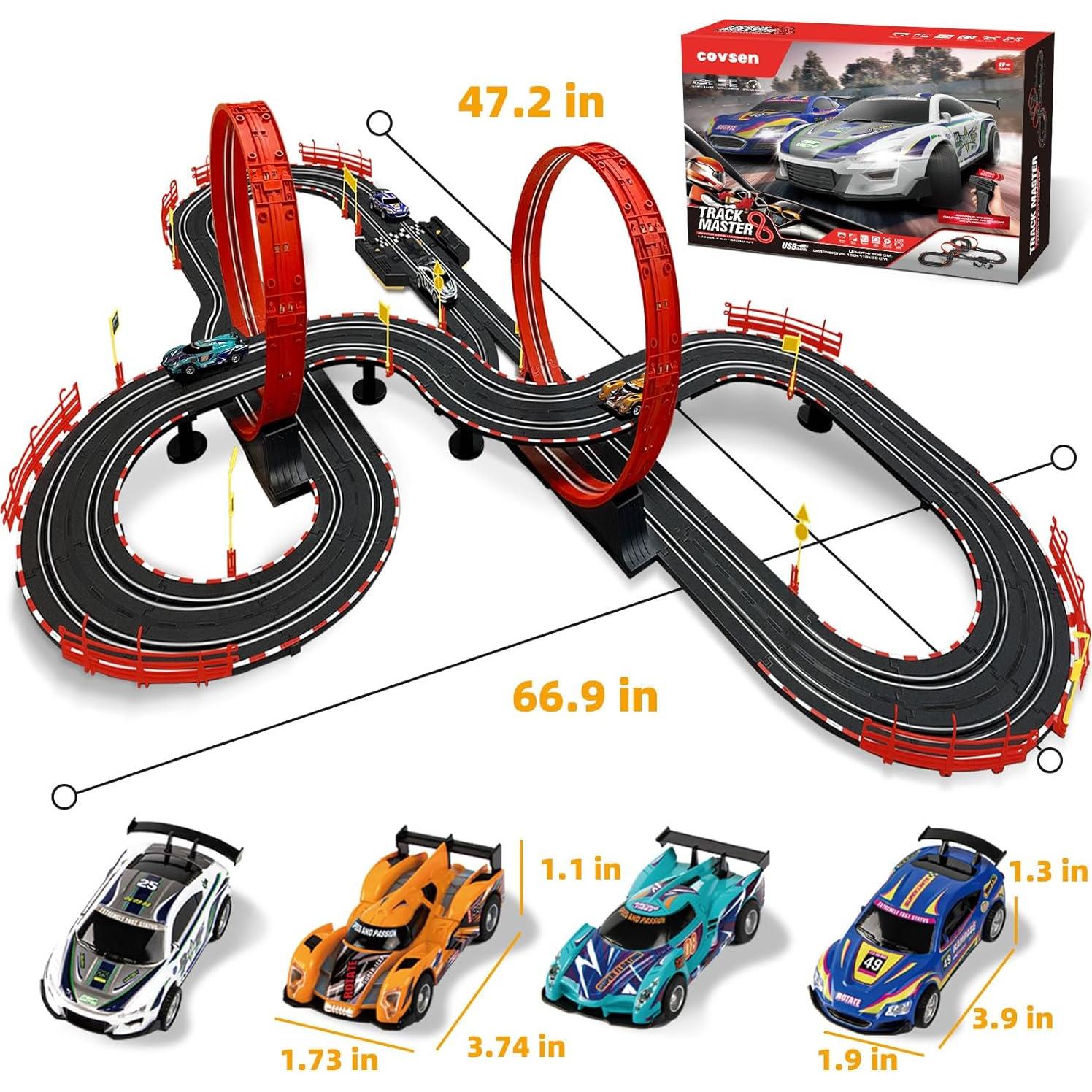 Pista de Carreras Eléctrica Covsen 30FT con 4 Coches 1:43