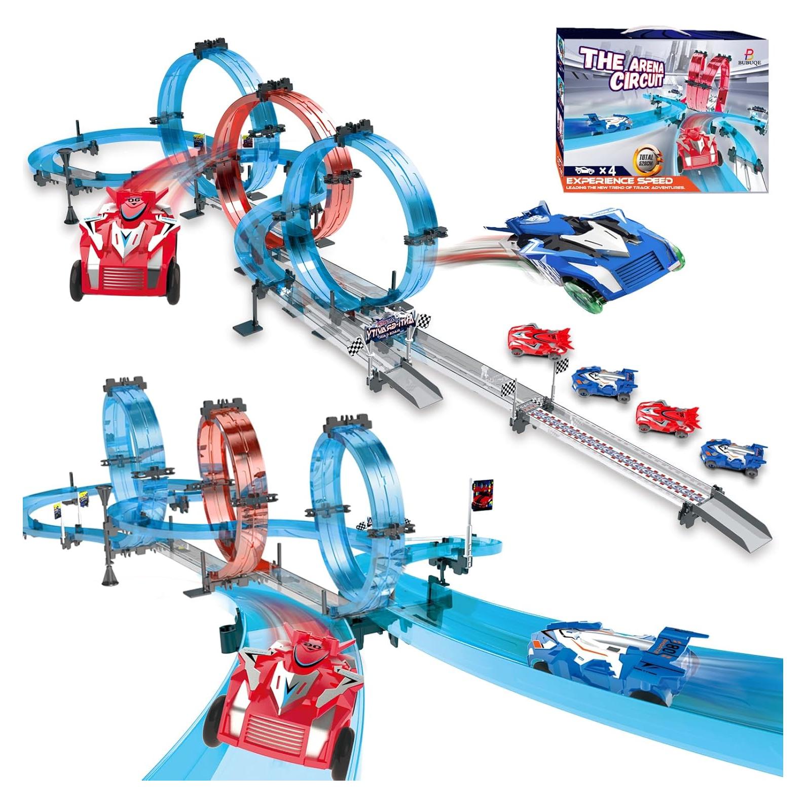 Juego de Pista de Carreras BUBUQE con 4 Coches Control Remoto