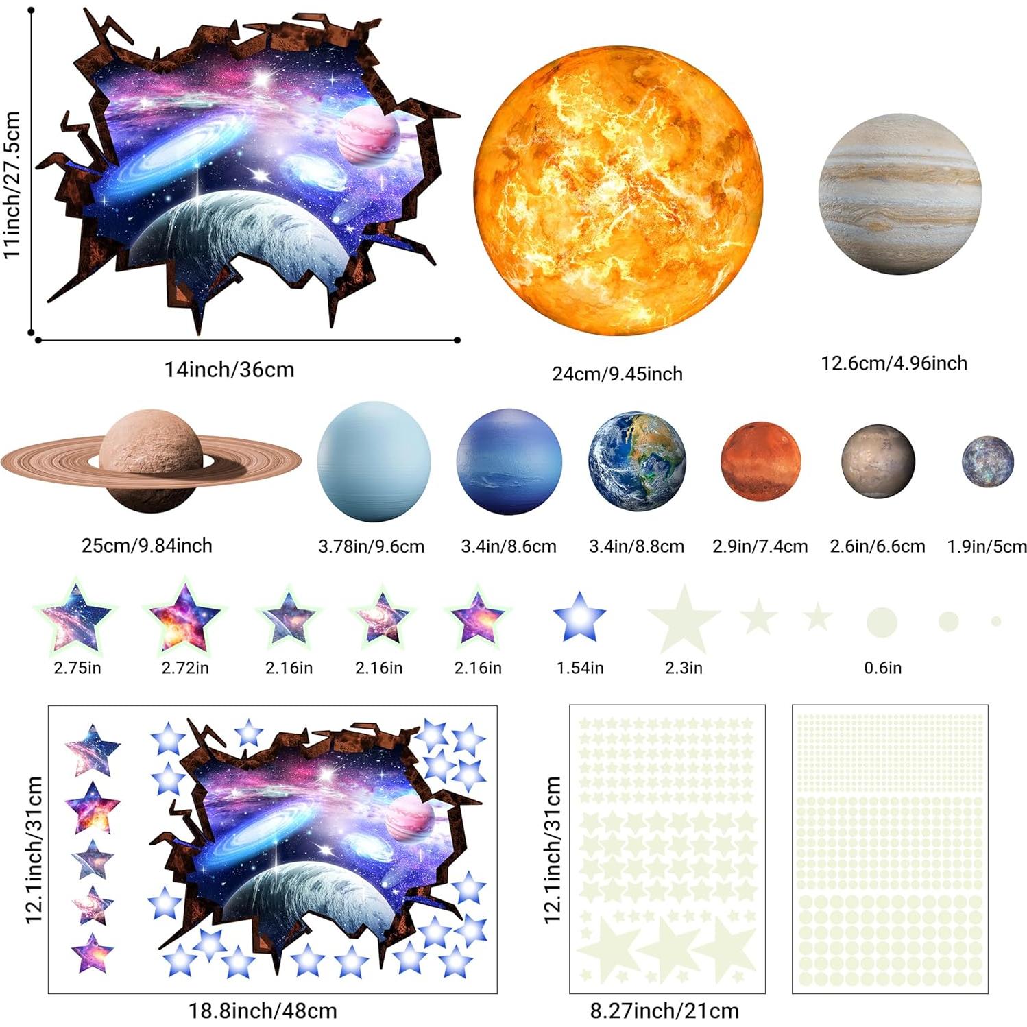 Calcomanías de Pared Robmoda Sistema Solar Brillantes