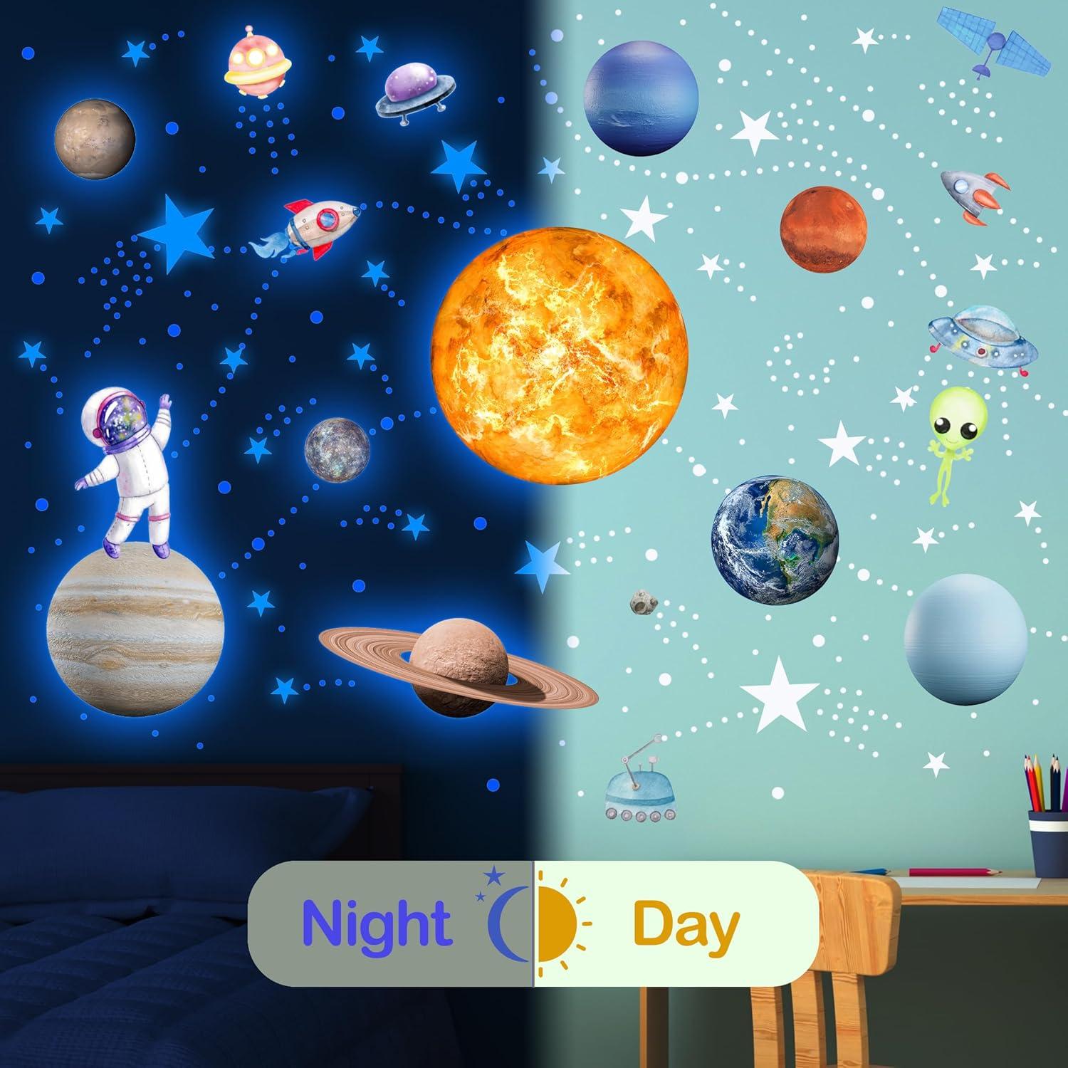 Calcomanías Brillantes del Sistema Solar Robmoda 132 Piezas