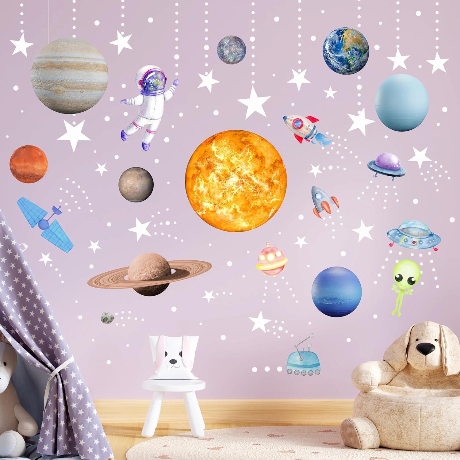 Calcomanías Brillantes del Sistema Solar Robmoda 132 Piezas