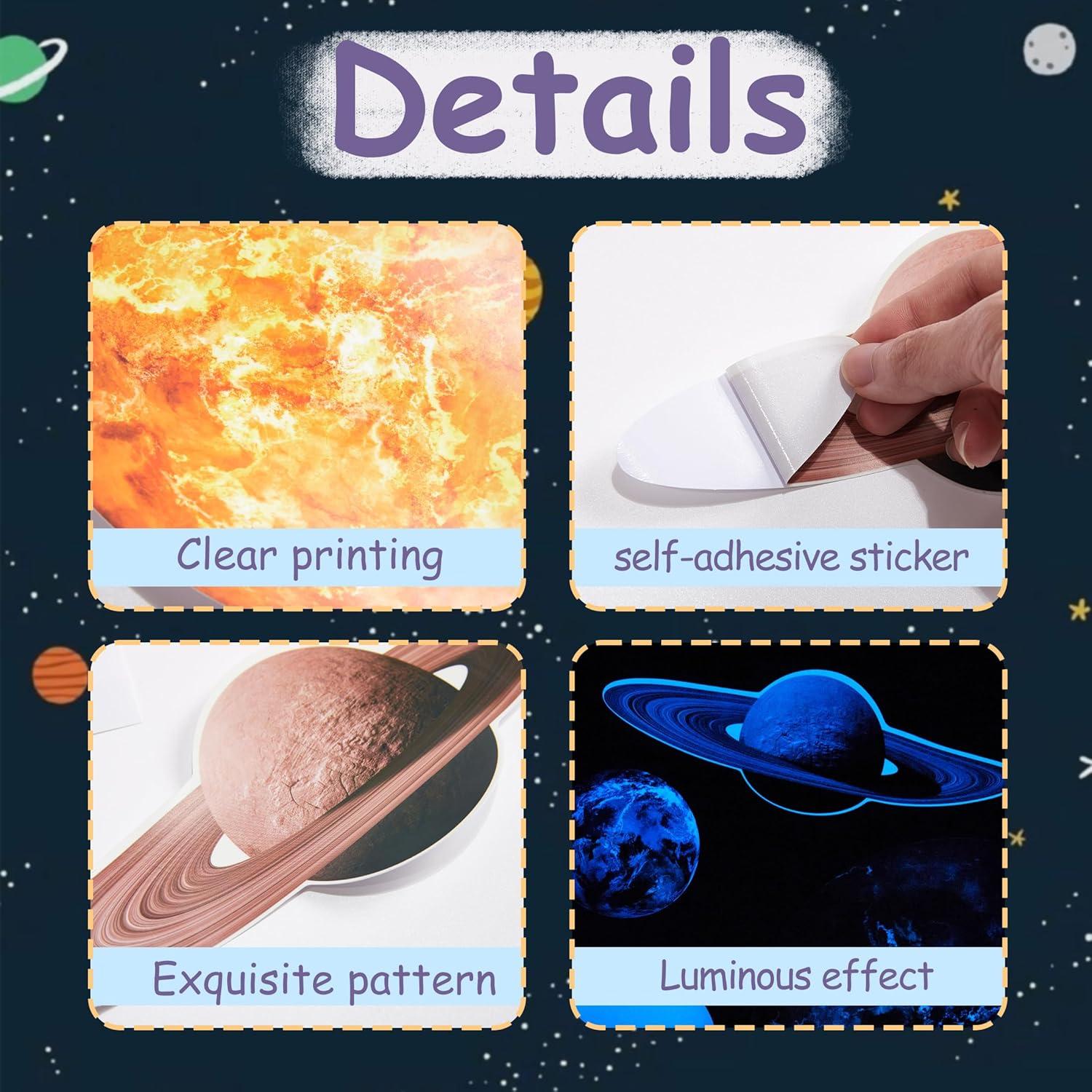 Calcomanías Brillantes del Sistema Solar Robmoda 132 Piezas