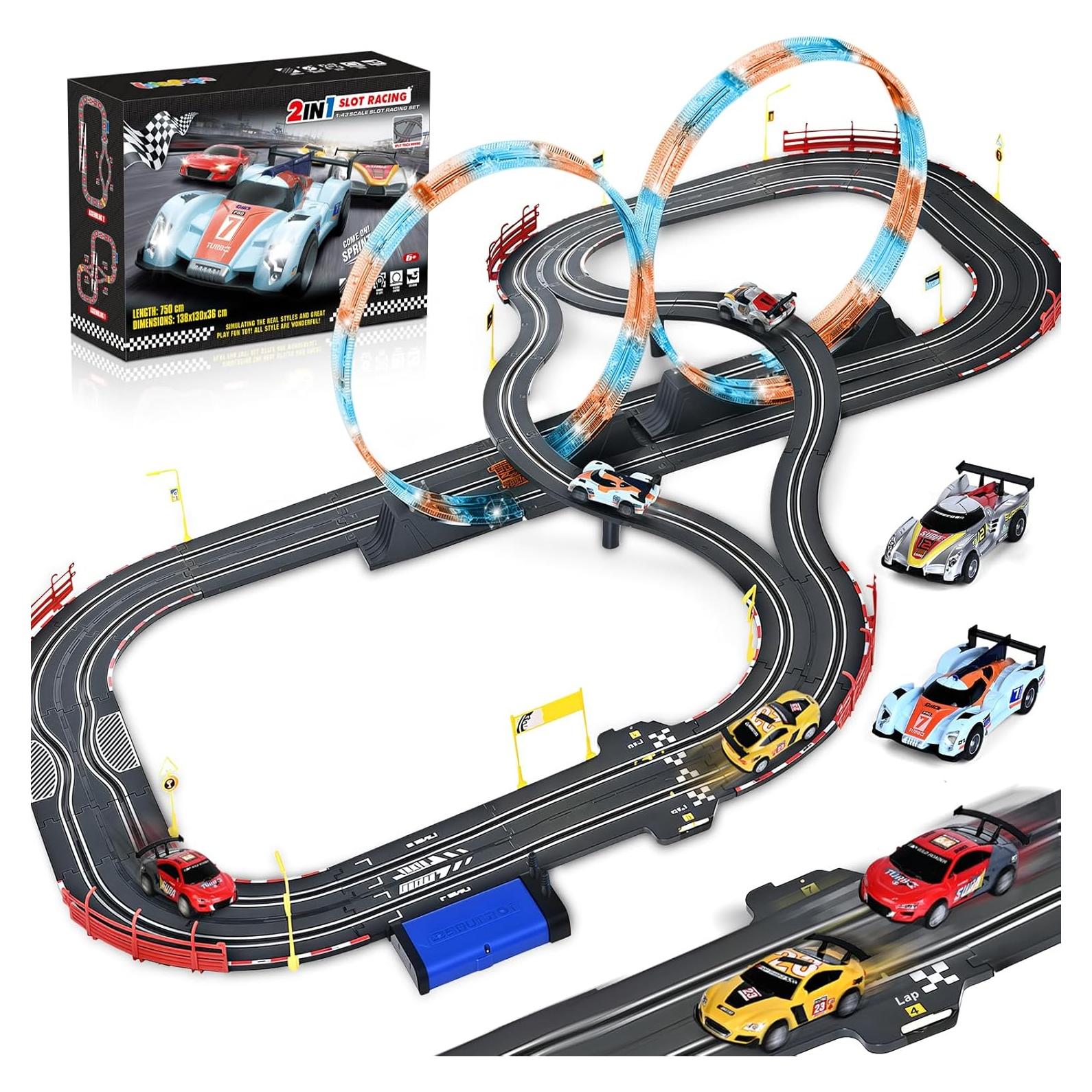 Conjunto de Pista de Carreras Eléctrica RIANEAN 7.5m con 4 Coches