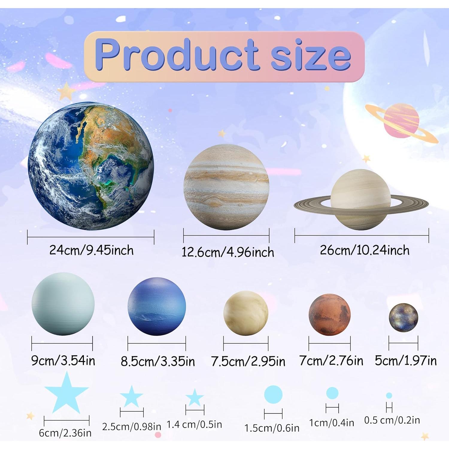 Calcomanías Brillantes del Sistema Solar Robmoda 128 Piezas