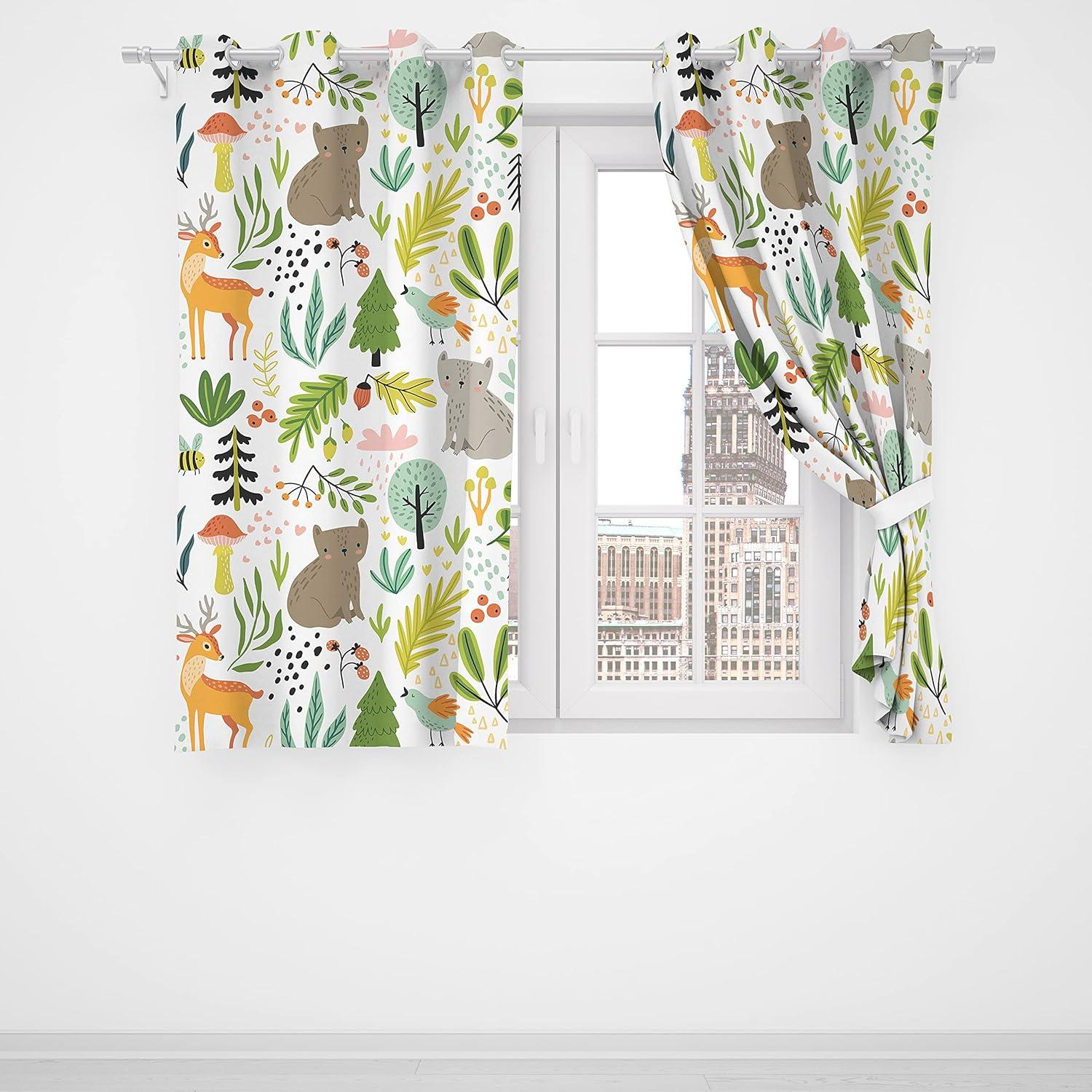 Cortinas Opacas Trelemek 132x213 cm Animales Bosque