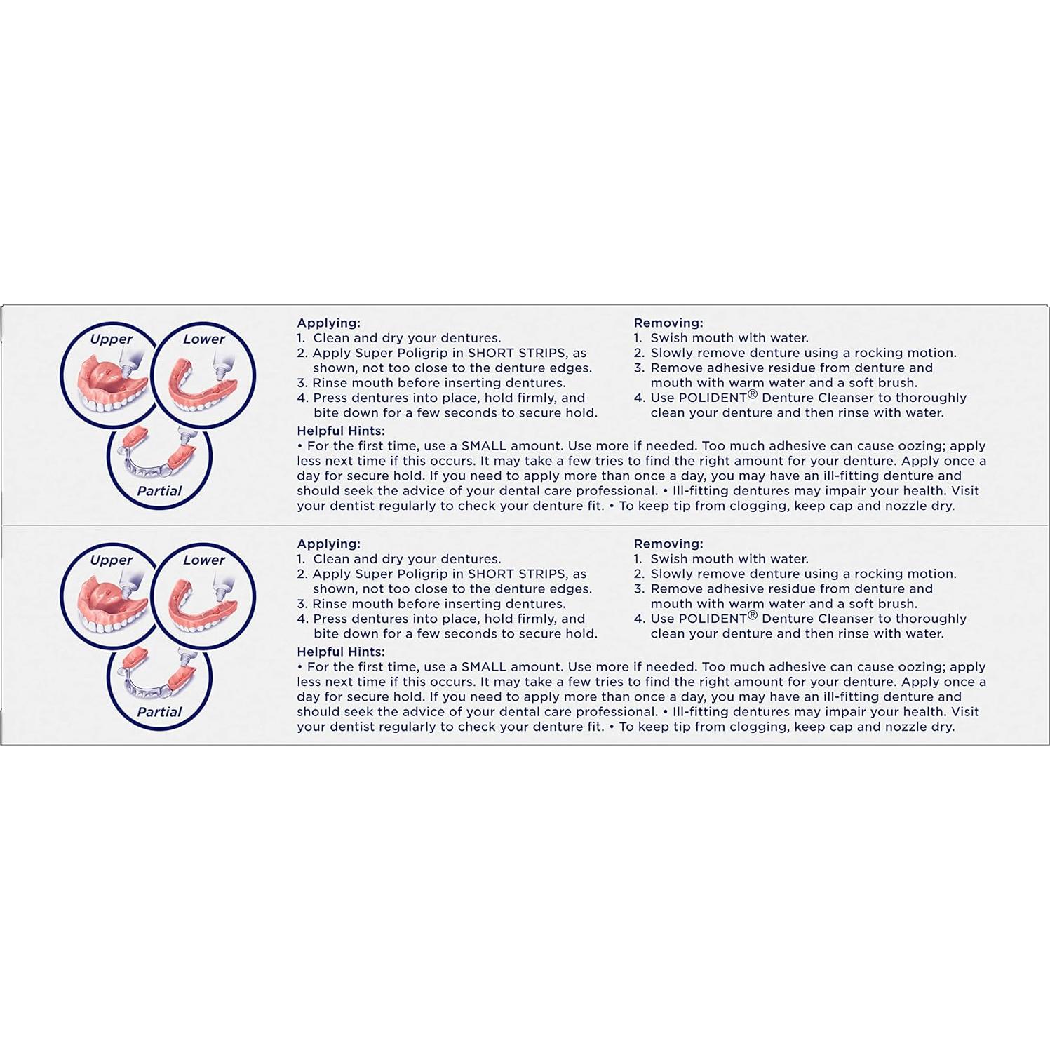 Crema Adhesiva para Dentaduras Sin Zinc Super Poligrip 272g