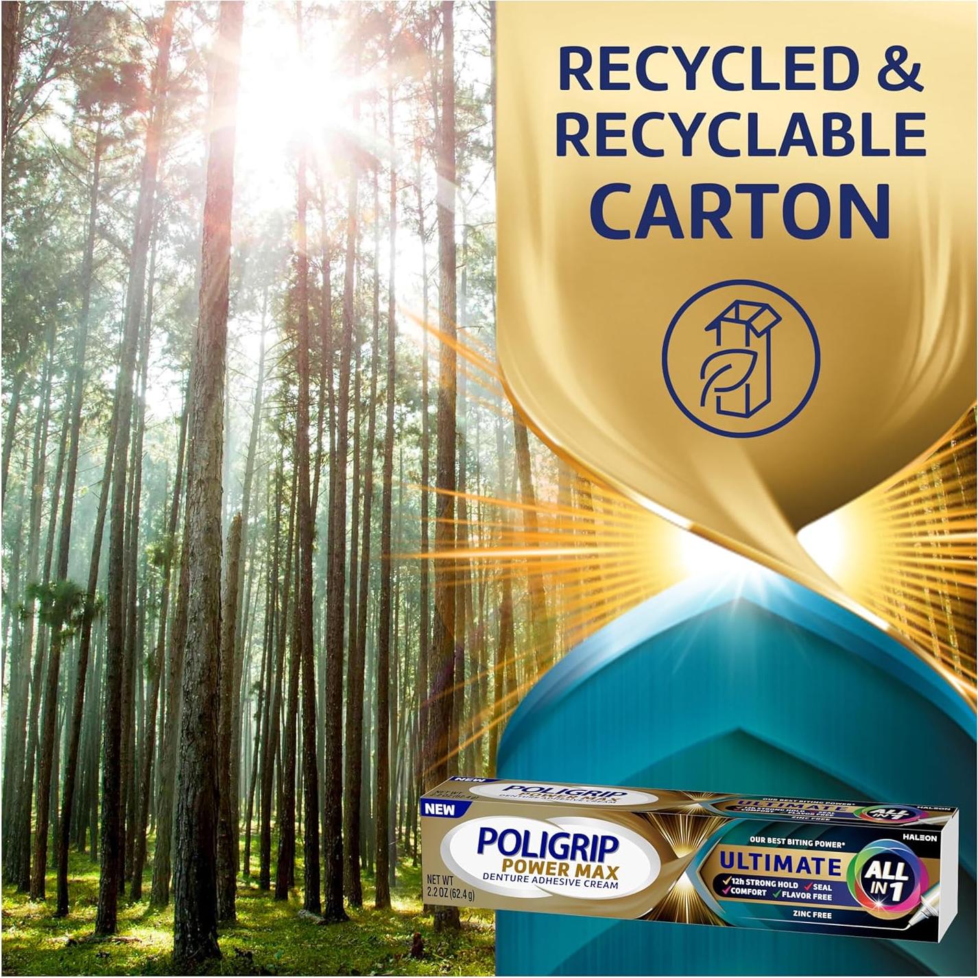 Poligrip Power Max Ultimate Crema Adhesiva para Dentaduras 4x62g