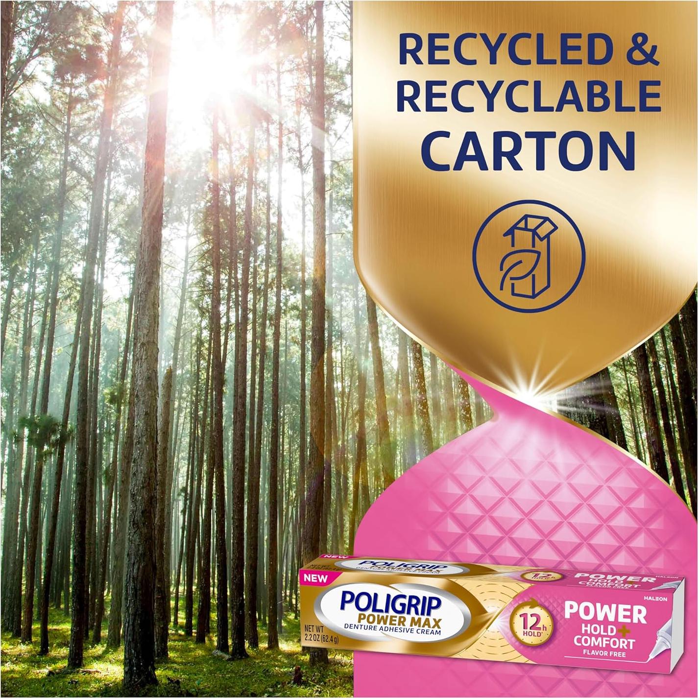 Poligrip Crema Adhesiva para Dentaduras 4x62.37g Sujeción 12h