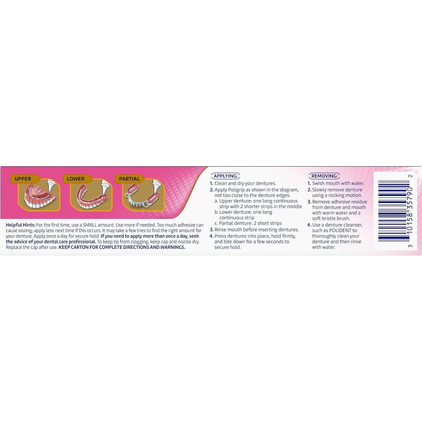 Poligrip Crema Adhesiva para Dentaduras 4x62.37g Sujeción 12h