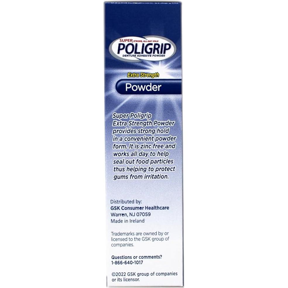 Polvo Adhesivo para Dentaduras Super Poligrip 45 g - Paquete de 4