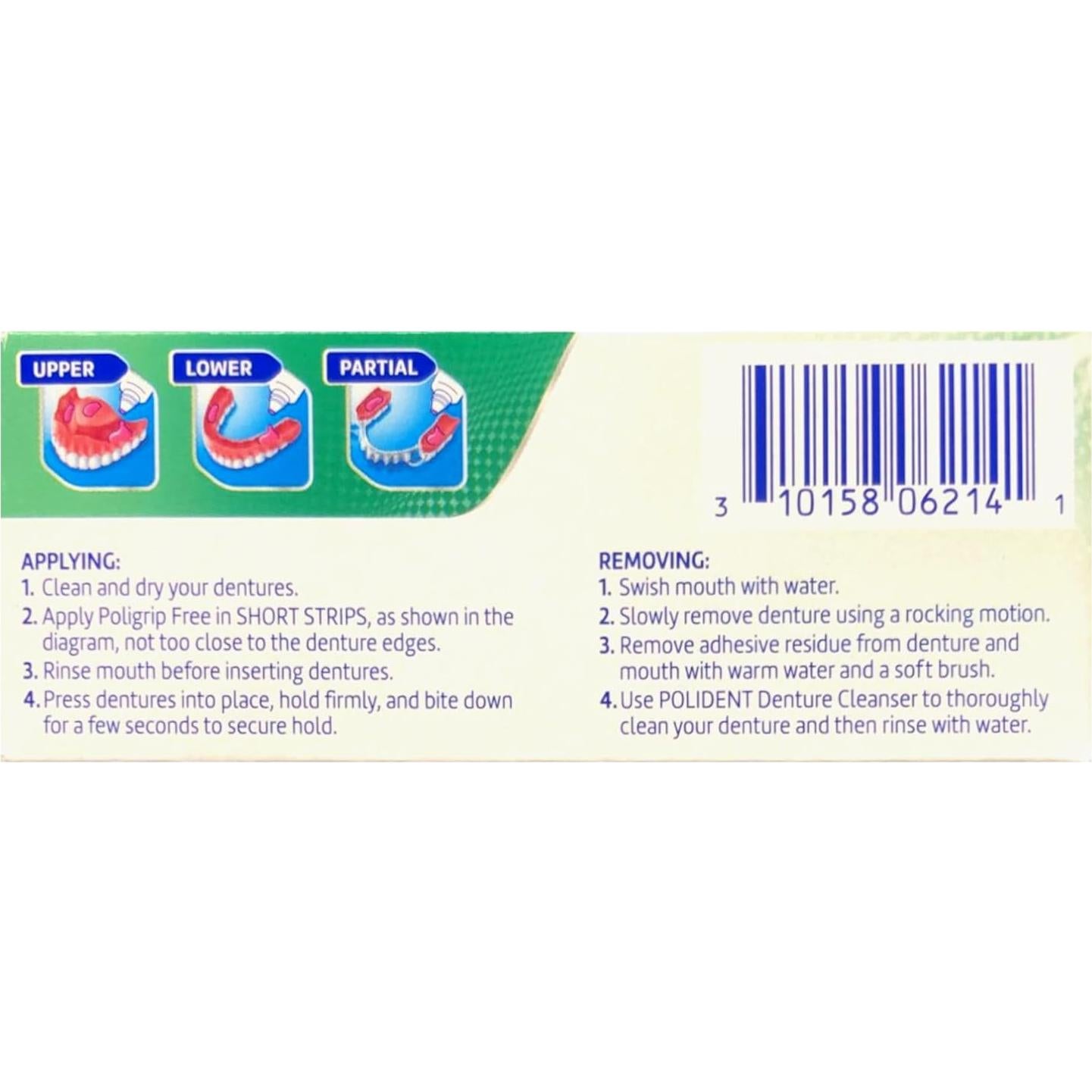 Crema Adhesiva para Dentaduras Poligrip - Paquete de 5 - Fuerte, Libre de Zinc