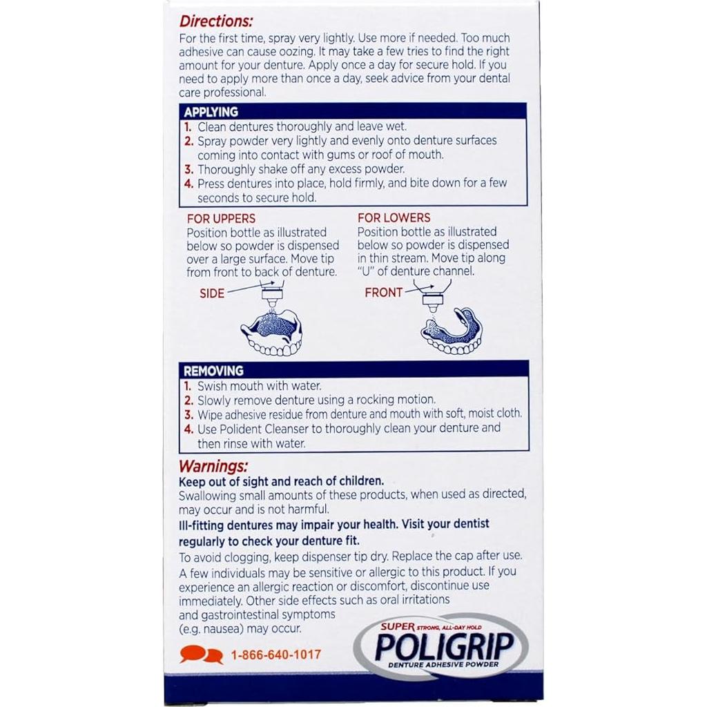 Adhesivo para Dentaduras Polvo Extra Fuerte Super Poligrip 81g