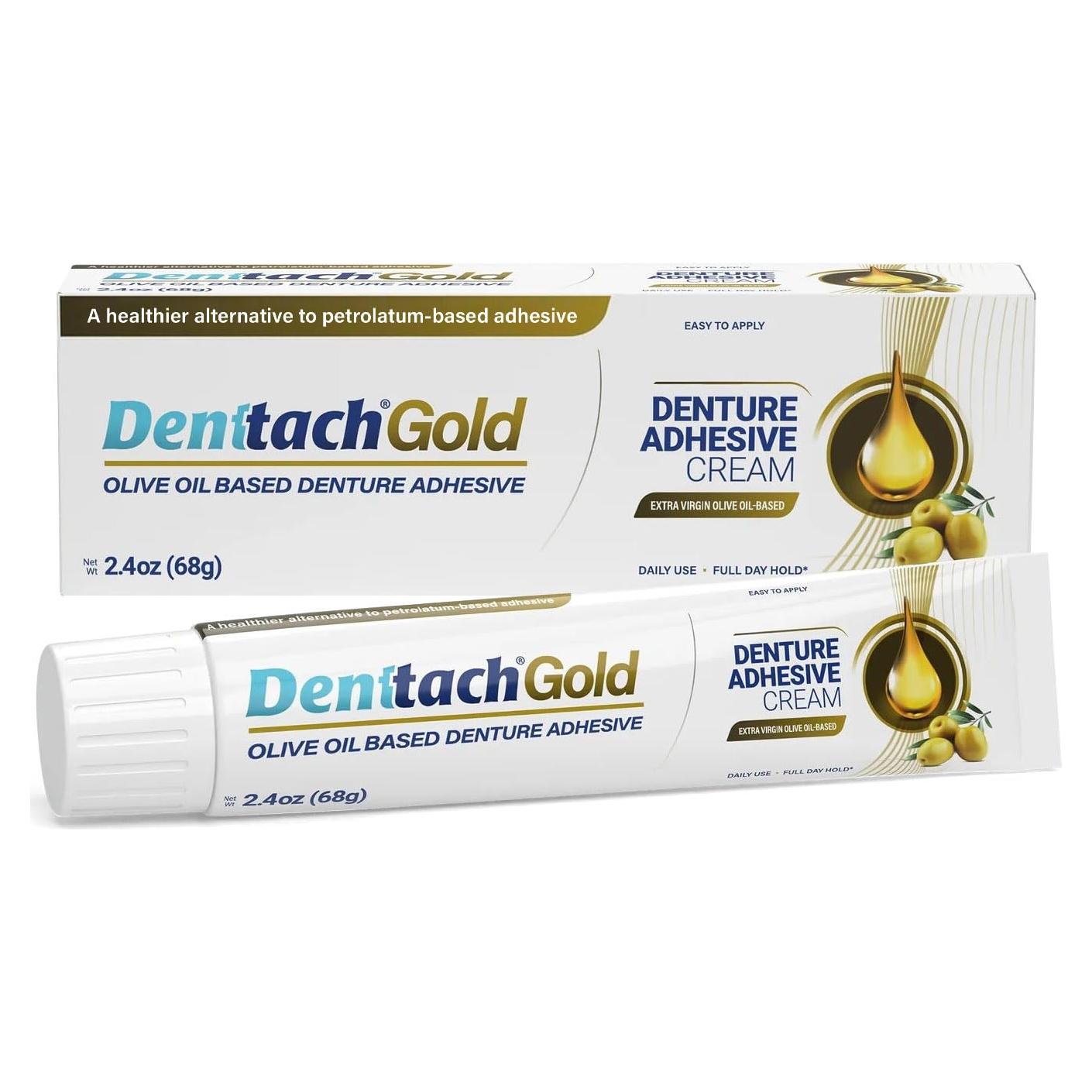 Adhesivo para Dentaduras Denttach Gold 68g - Libre de Zinc y Petrolato