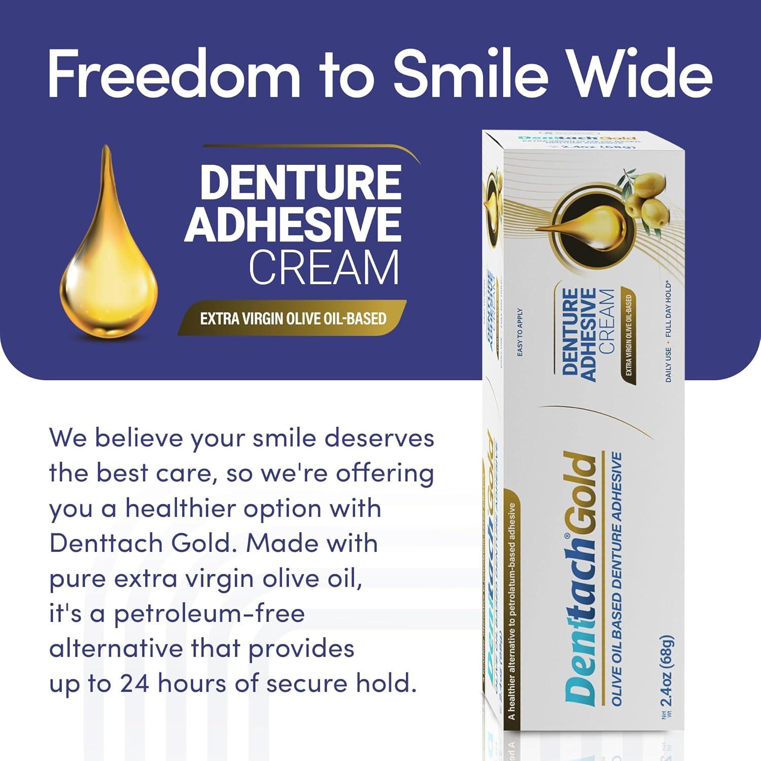 Adhesivo para Dentaduras Denttach Gold 68g - Libre de Zinc y Petrolato