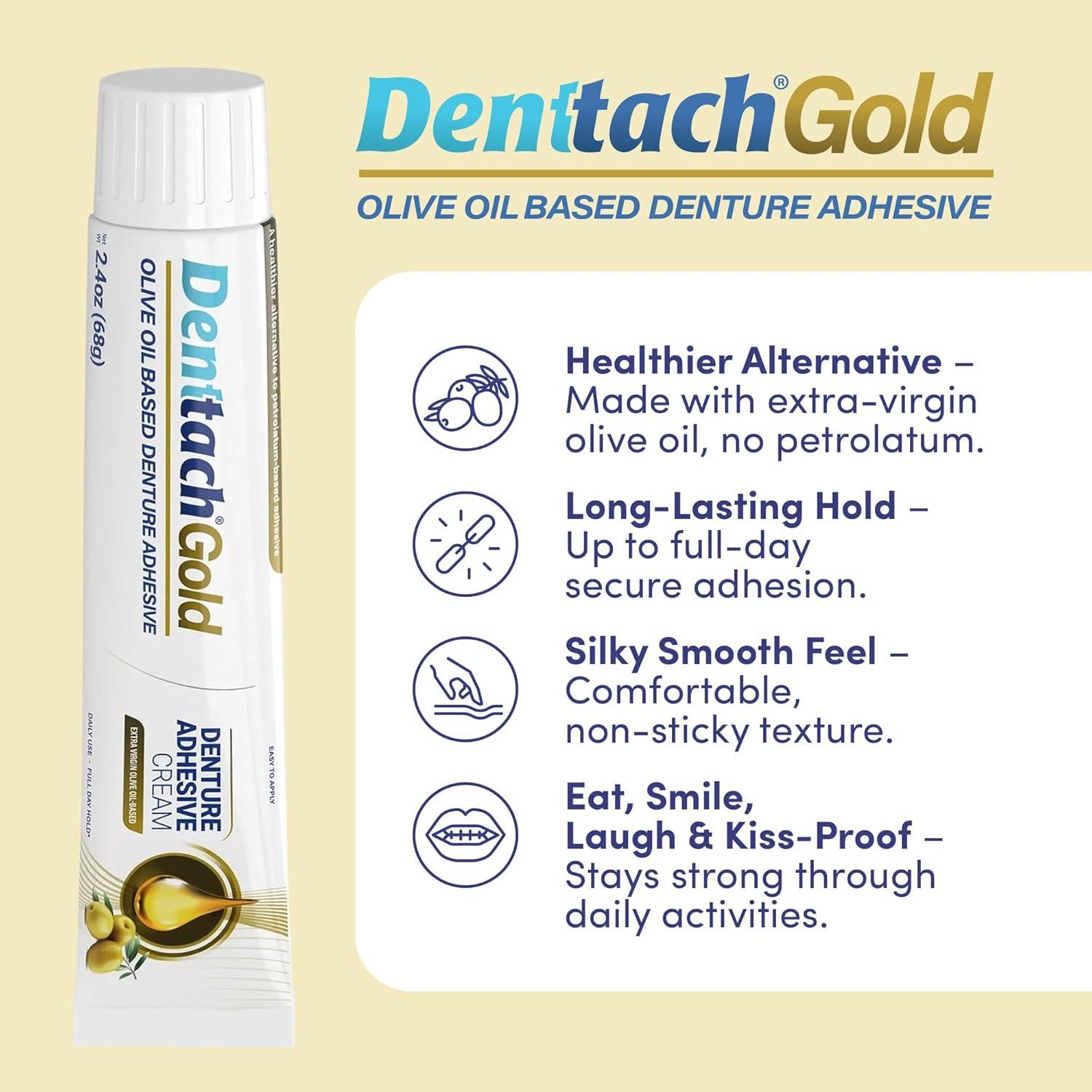 Adhesivo para Dentaduras Denttach Gold 68g - Libre de Zinc y Petrolato