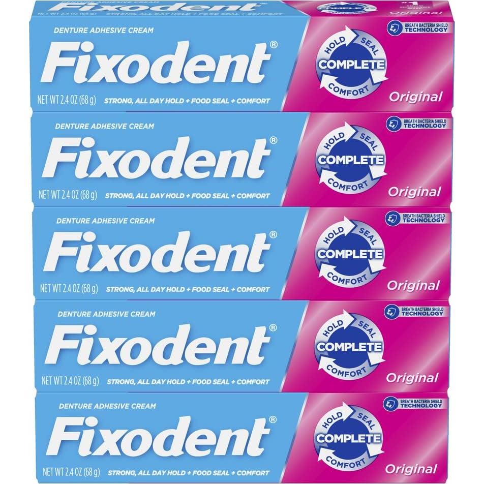 Crema Adhesiva para Dentaduras Fixodent Original 5x68g