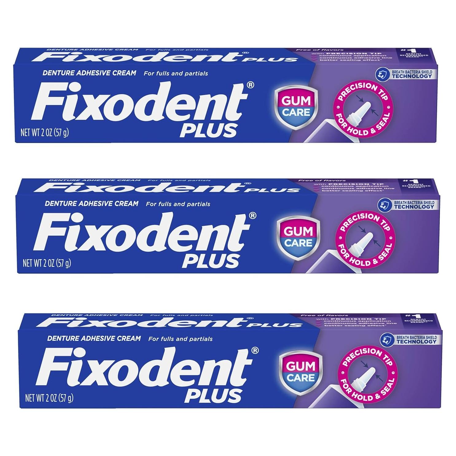 Plus Denture Adhesive Cream 2 oz (Pack of 3)