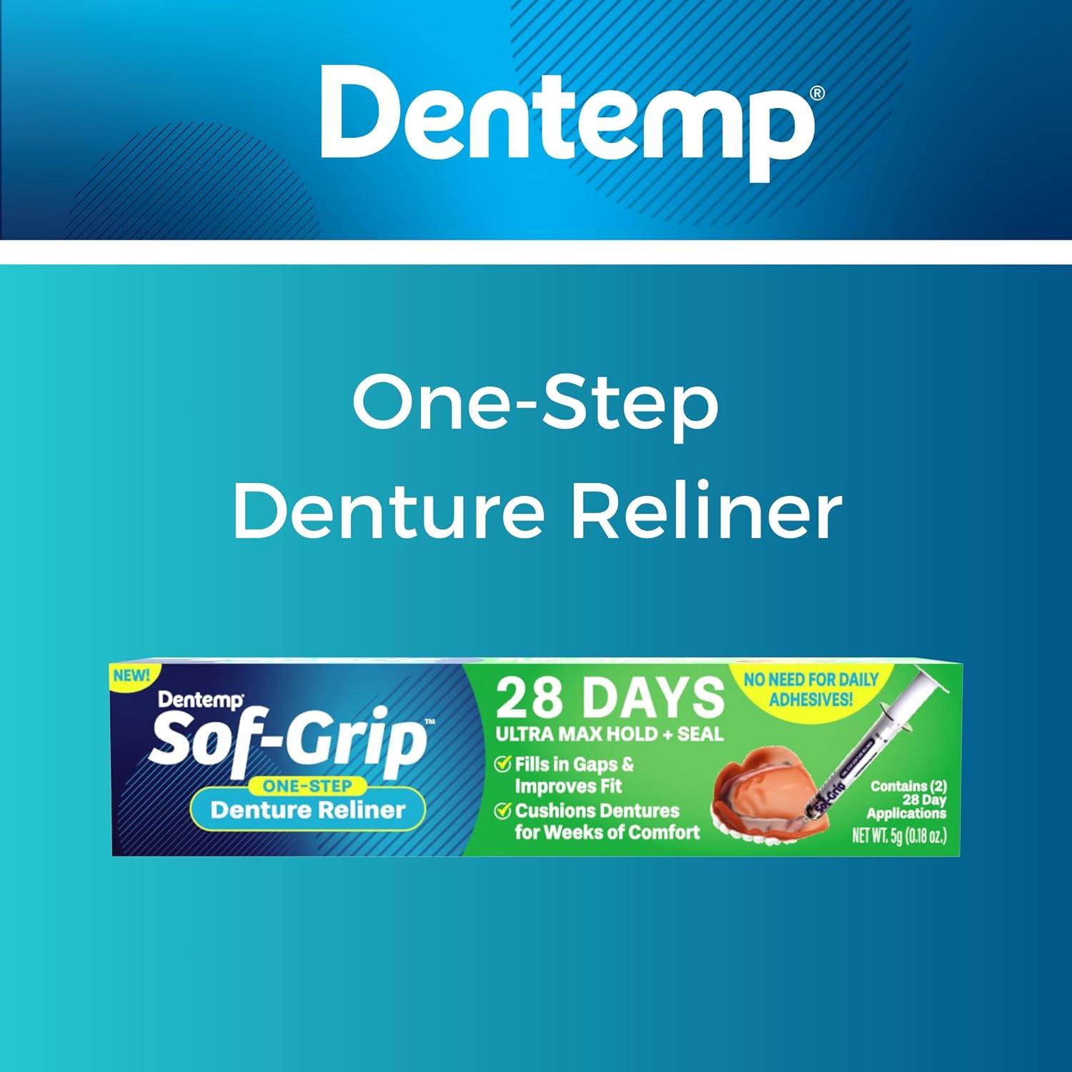 Sof-Grip Reliner para Dentaduras Dentemp - 5g, Alivio Instantáneo