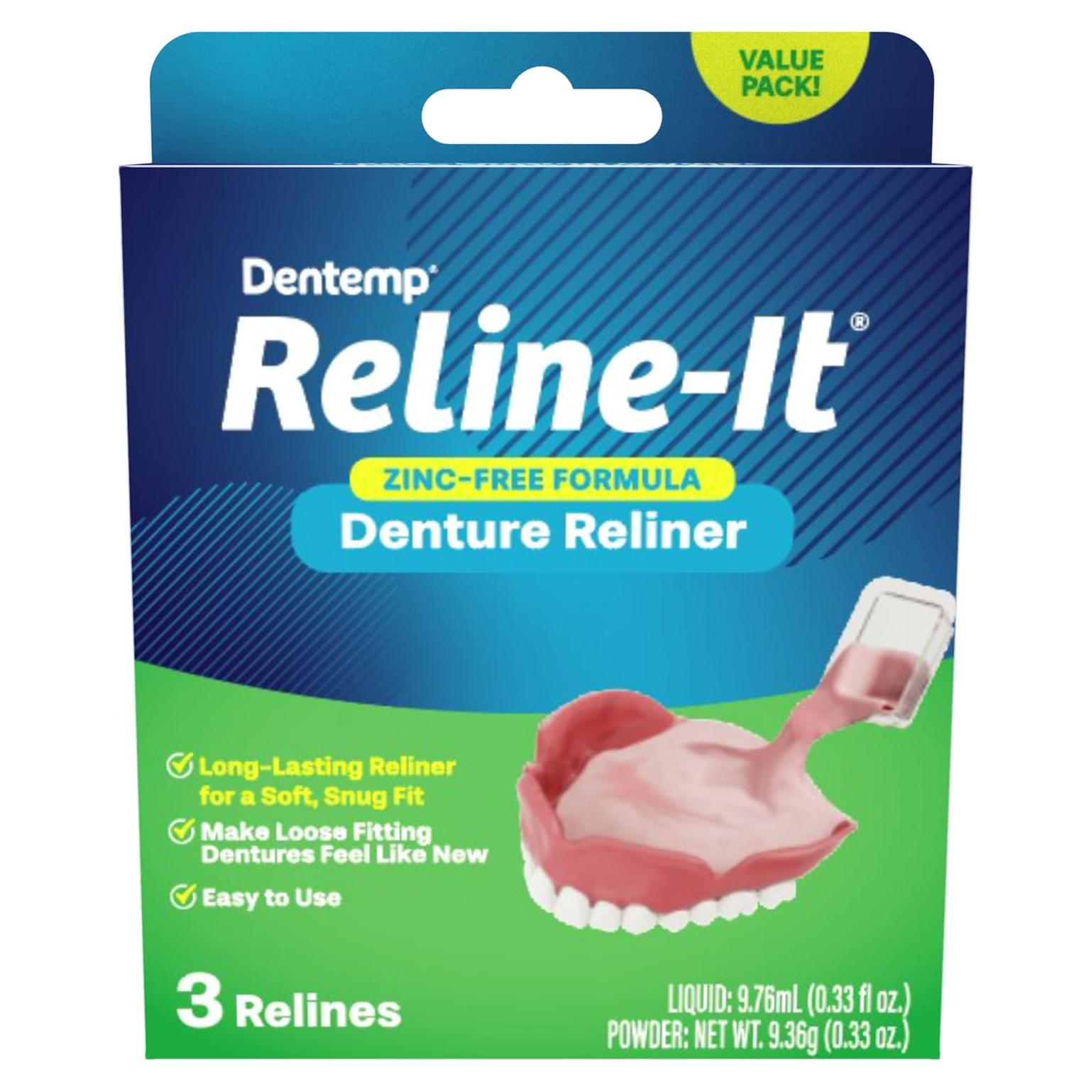 Kit de Reajuste de Dentaduras Dentemp Reline-It - 3 Reajustes