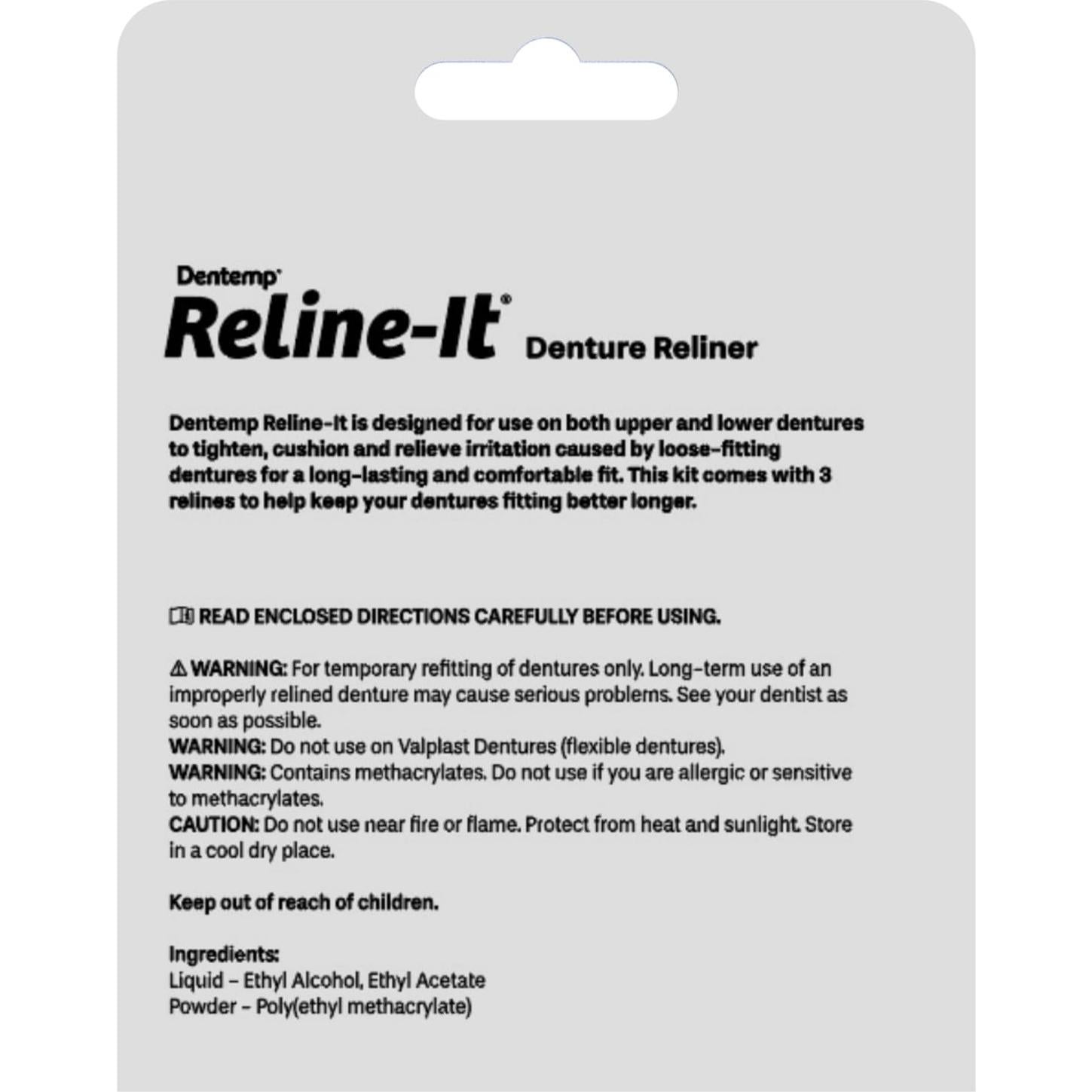 Kit de Reajuste de Dentaduras Dentemp Reline-It - 3 Reajustes