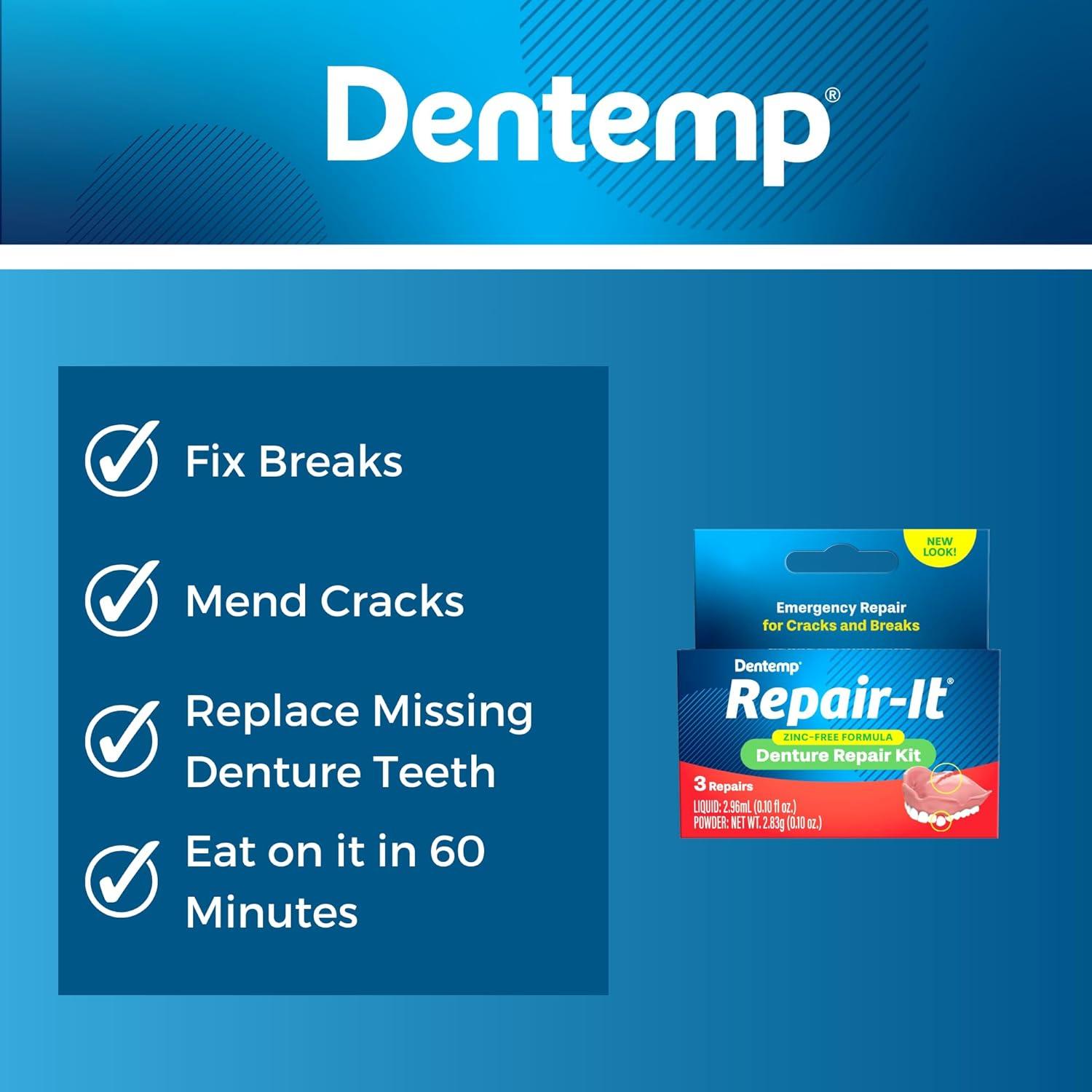 Kit de Reparación de Dentaduras Dentemp Repair-it y Reline-it - Ajuste y Reajuste
