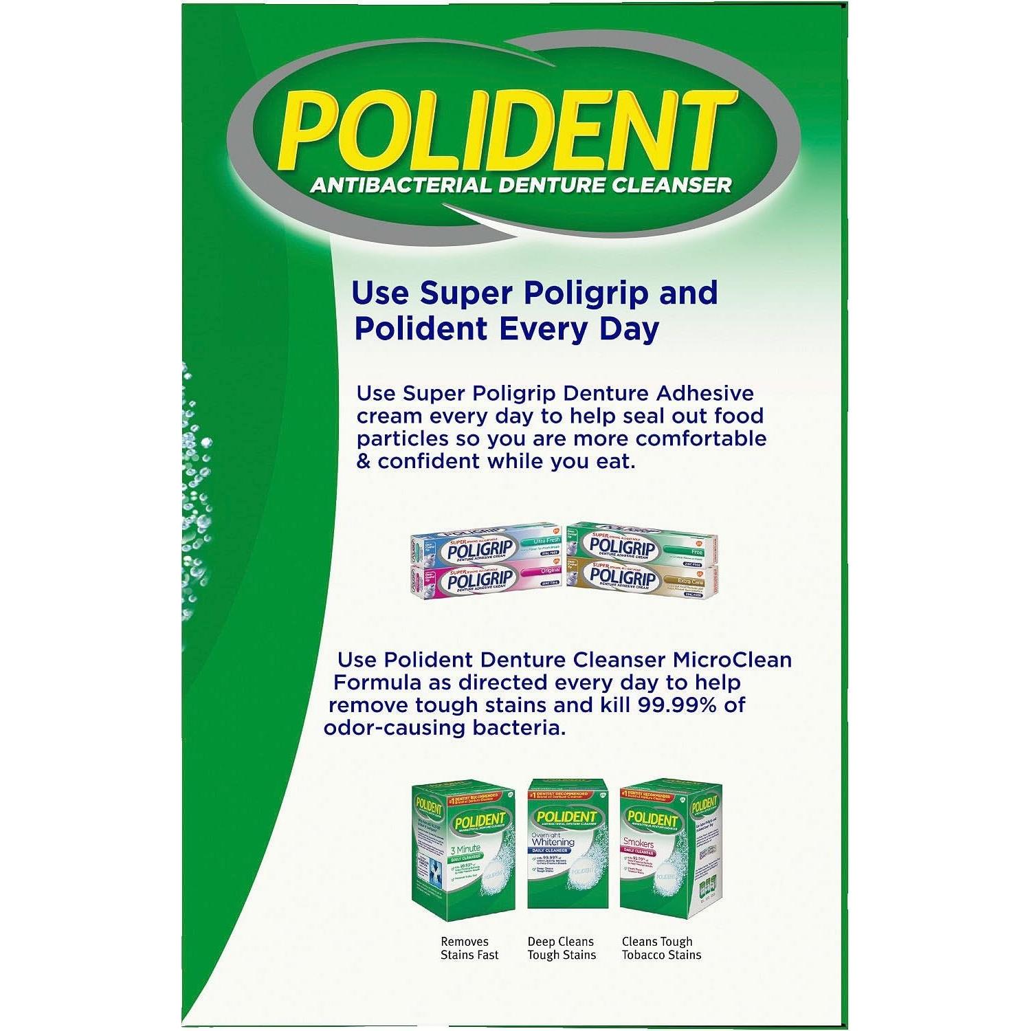 Limpiador Antibacteriano de Dentaduras Polident 3 Minutos - 2 Paquetes