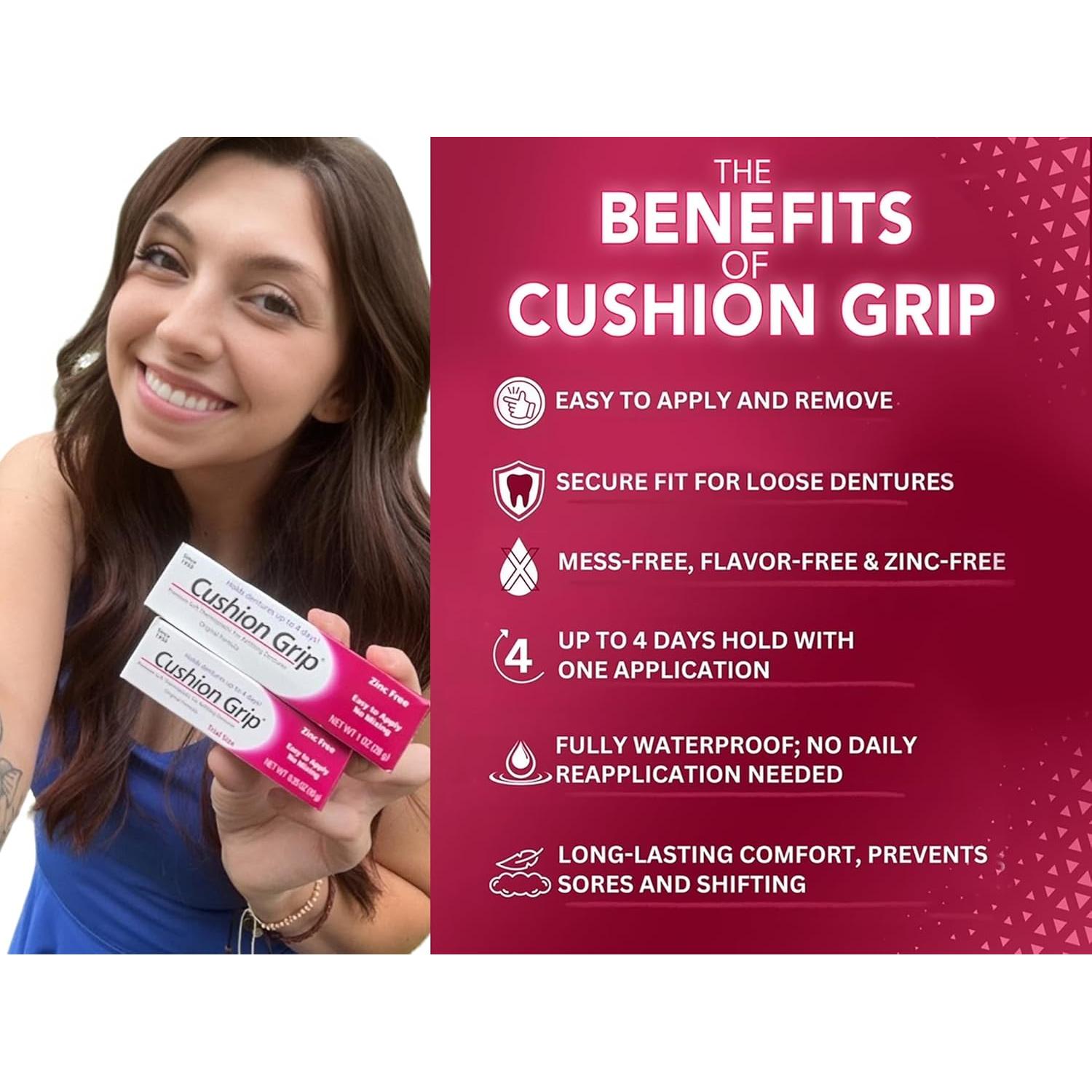 Adhesivo para Dentaduras Cushion Grip 283.5 g - Ajuste Seguro
