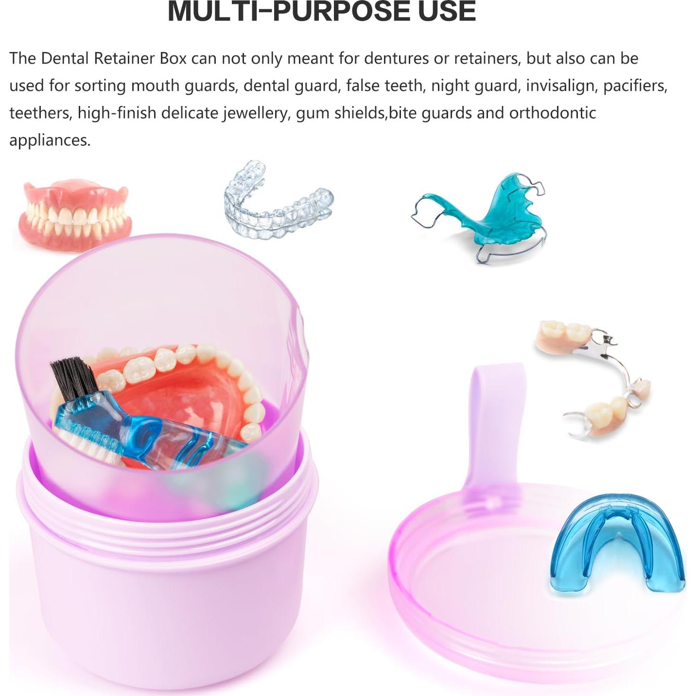 Taza de Baño para Dentaduras Mckkor Morada a Prueba de Fugas