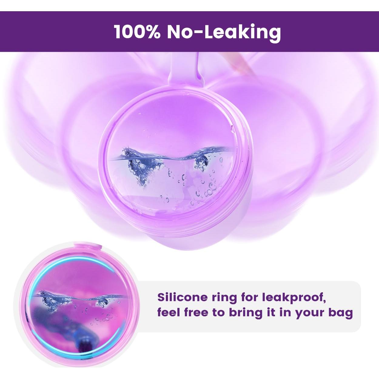 Taza de Baño para Dentaduras Mckkor Morada a Prueba de Fugas