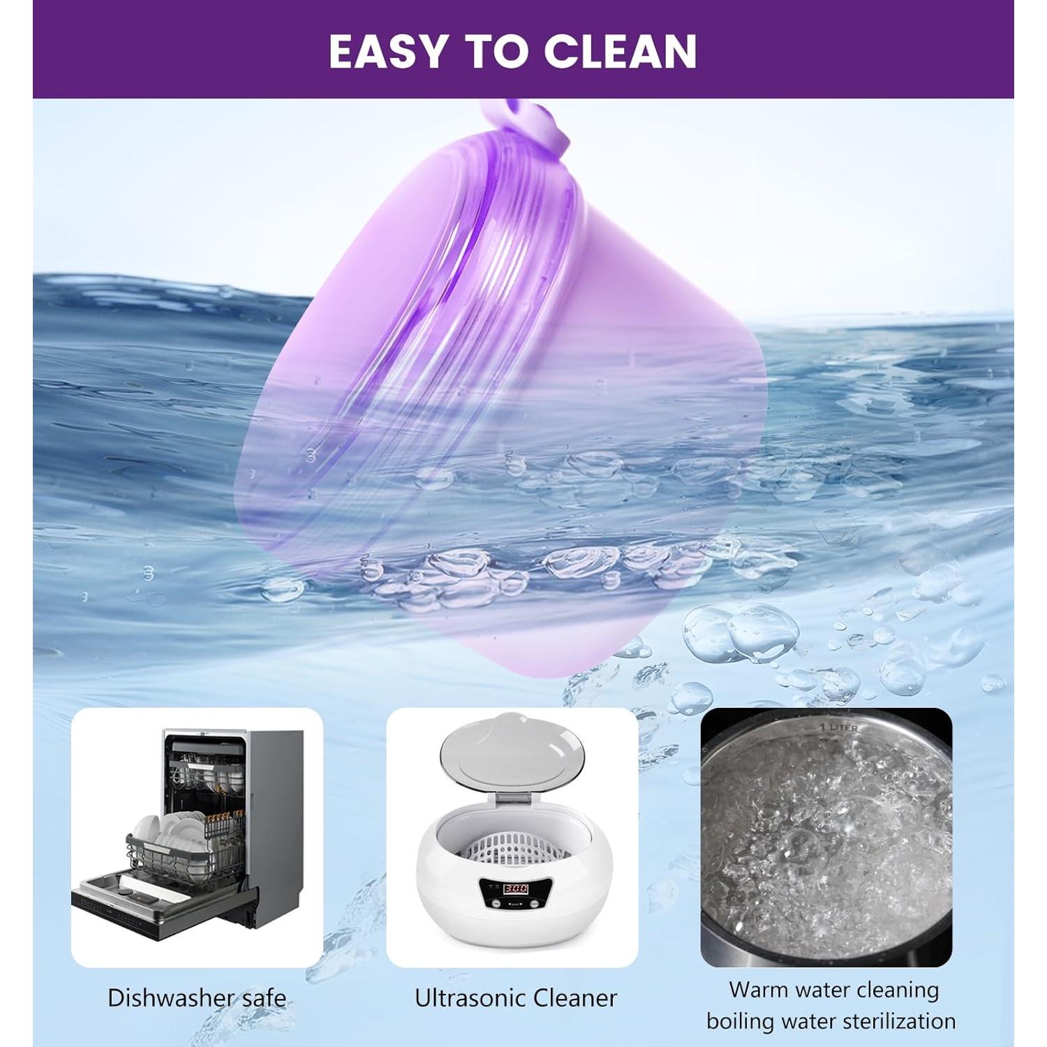 Taza de Baño para Dentaduras Mckkor Morada a Prueba de Fugas