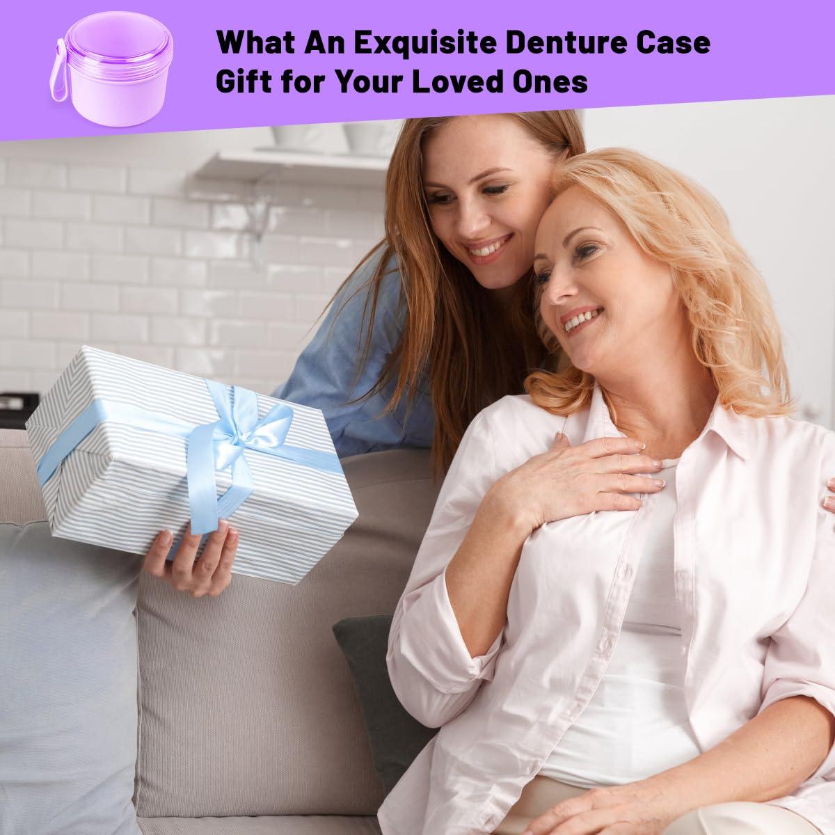 Taza de Baño para Dentaduras Mckkor Morada a Prueba de Fugas