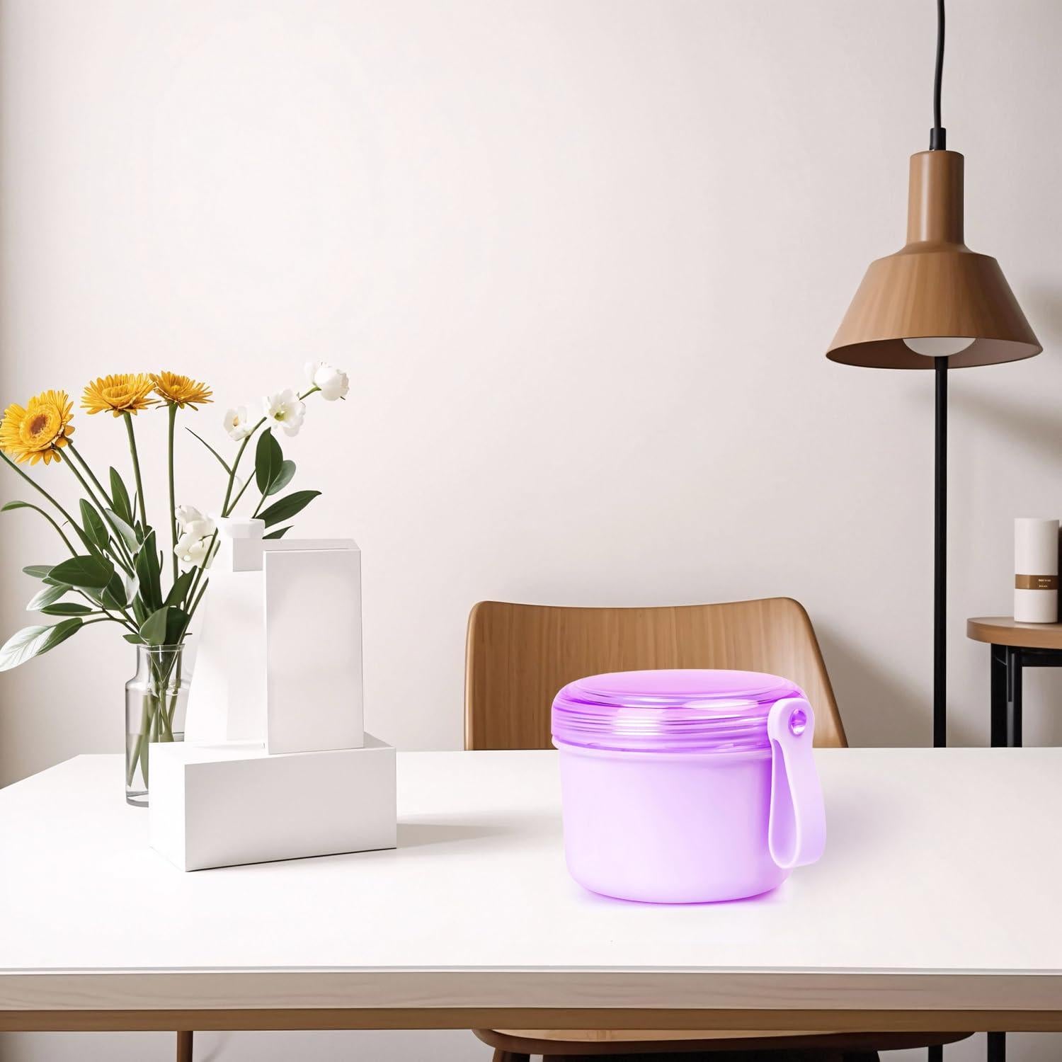 Taza de Baño para Dentaduras Mckkor Morada a Prueba de Fugas