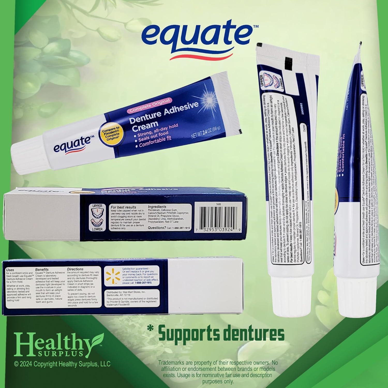 Crema Adhesiva para Dentaduras Equate 4 Paquetes de 68 g