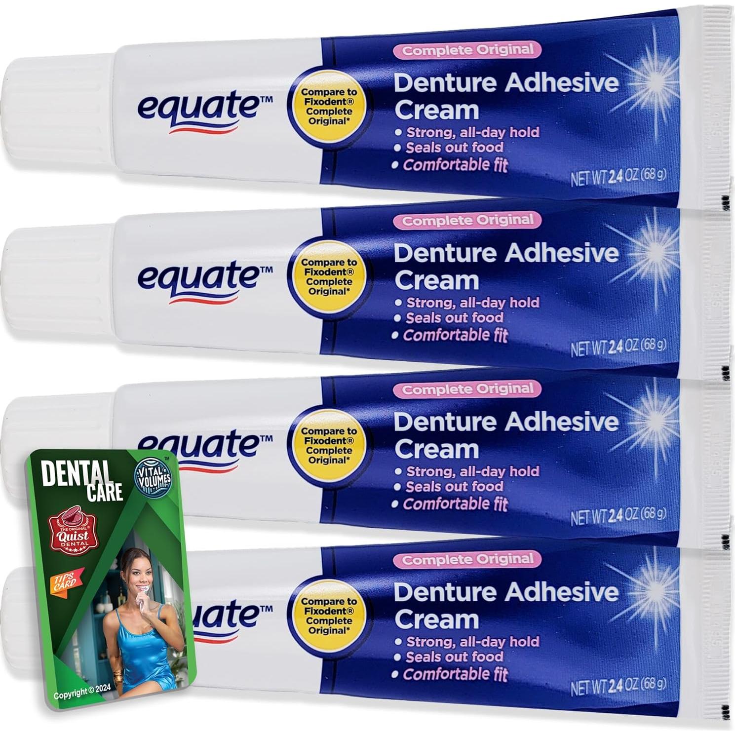 Crema Adhesiva para Dentaduras Equate 4 Paquetes de 68 g
