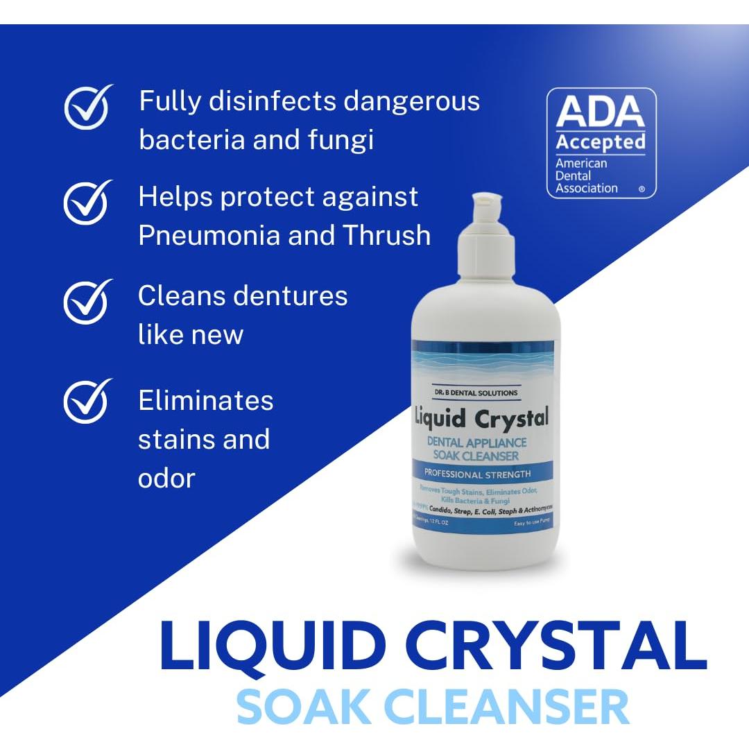 Limpiador de Remojo Líquido Dr. B 355 ml para Dentaduras y Alineadores