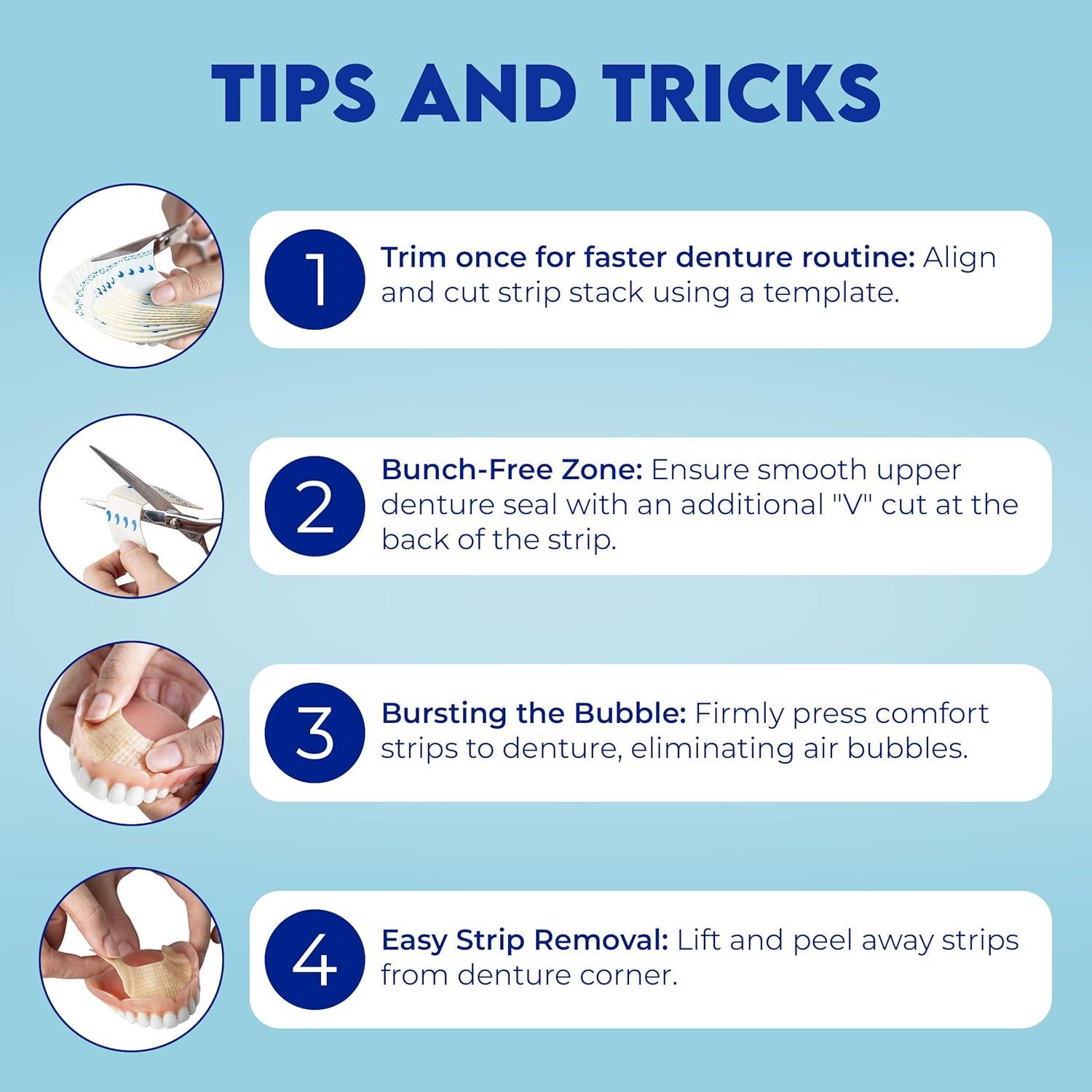 Tiras Adhesivas para Dentaduras Secure - 15 Piezas Impermeables