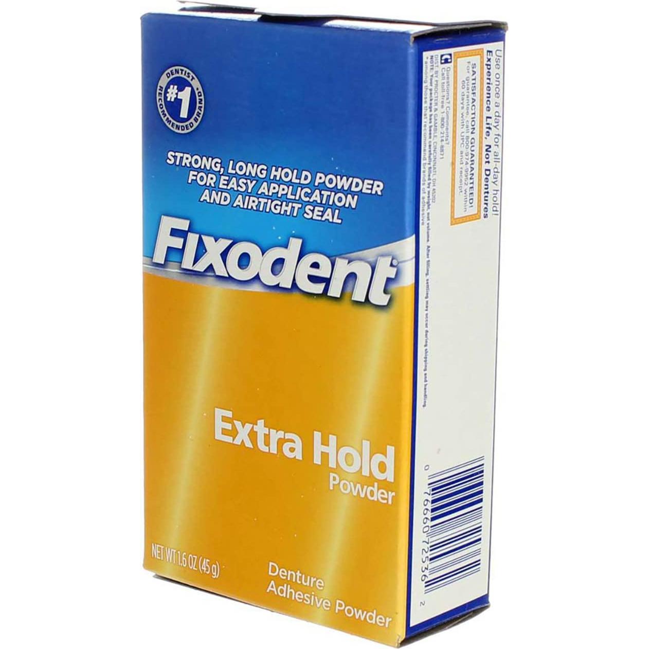 Adhesivo en Polvo para Dentaduras Fixodent Fijación Extra 45 g